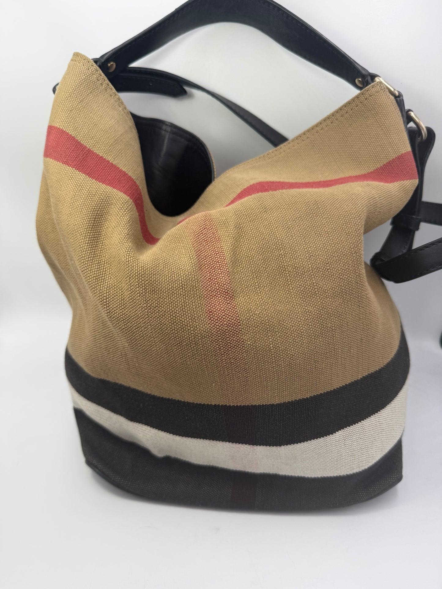 Burberry Fabric Nova Check Bucket Hobo Bag