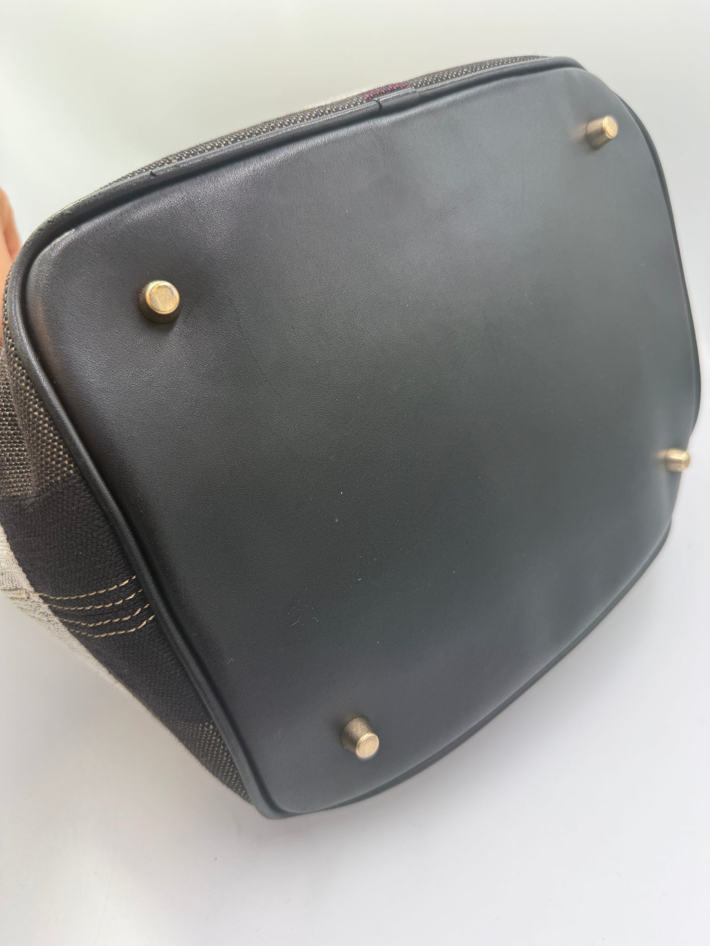 Burberry Fabric Nova Check Bucket Hobo Bag