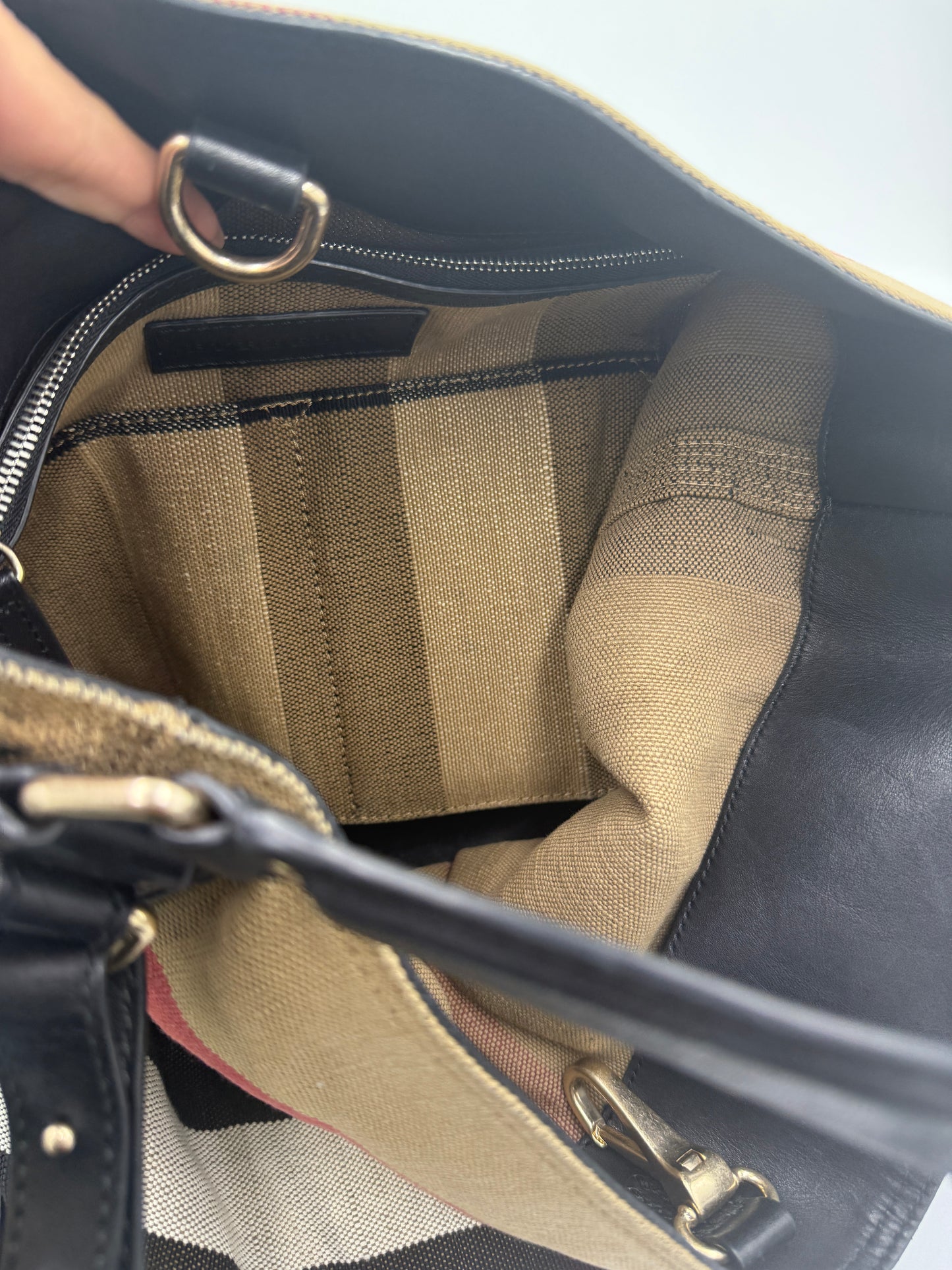 Burberry Fabric Nova Check Bucket Hobo Bag