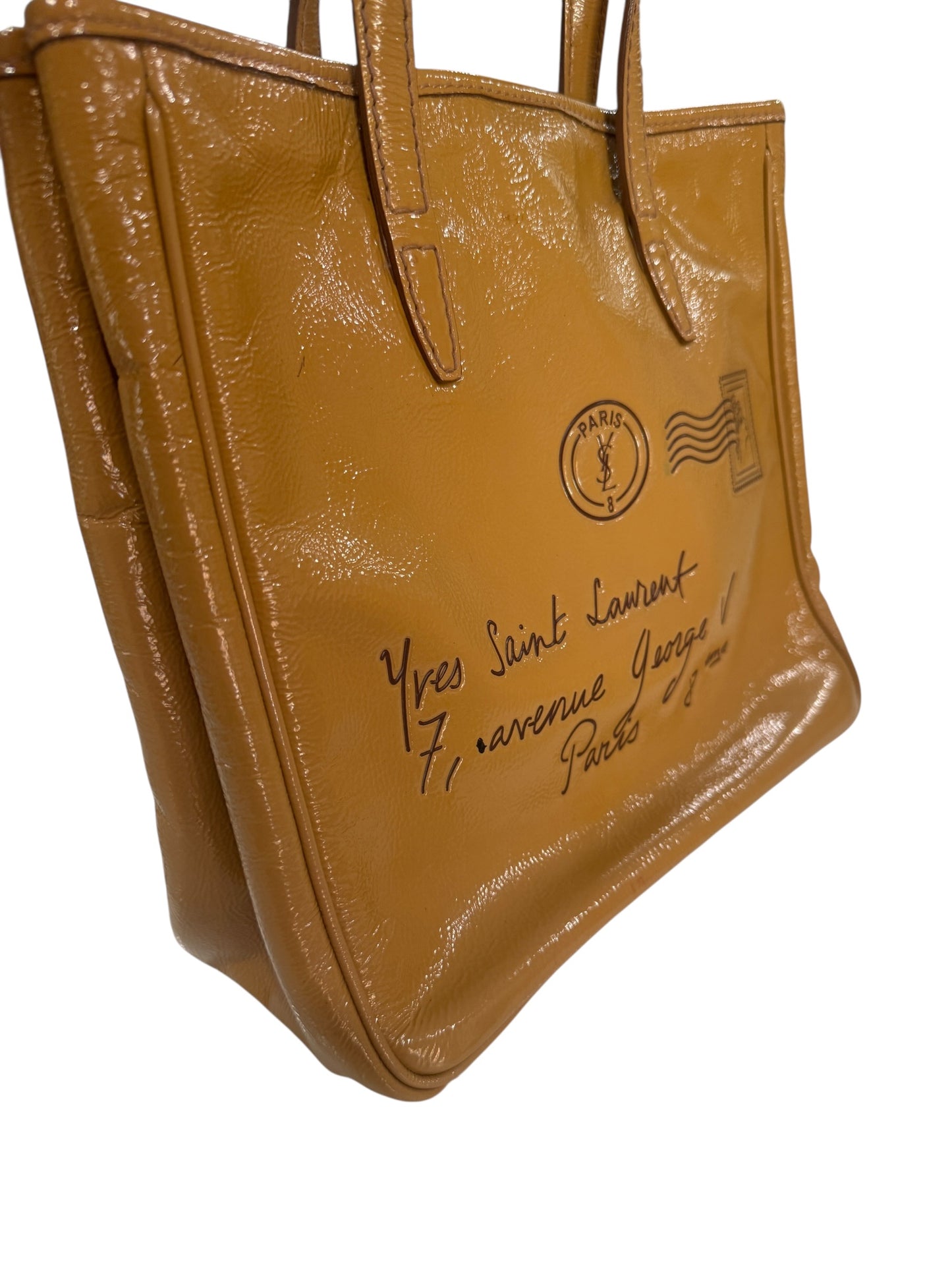 Yves Saint Laurent Y-Mail Tan Patent Leather Tote