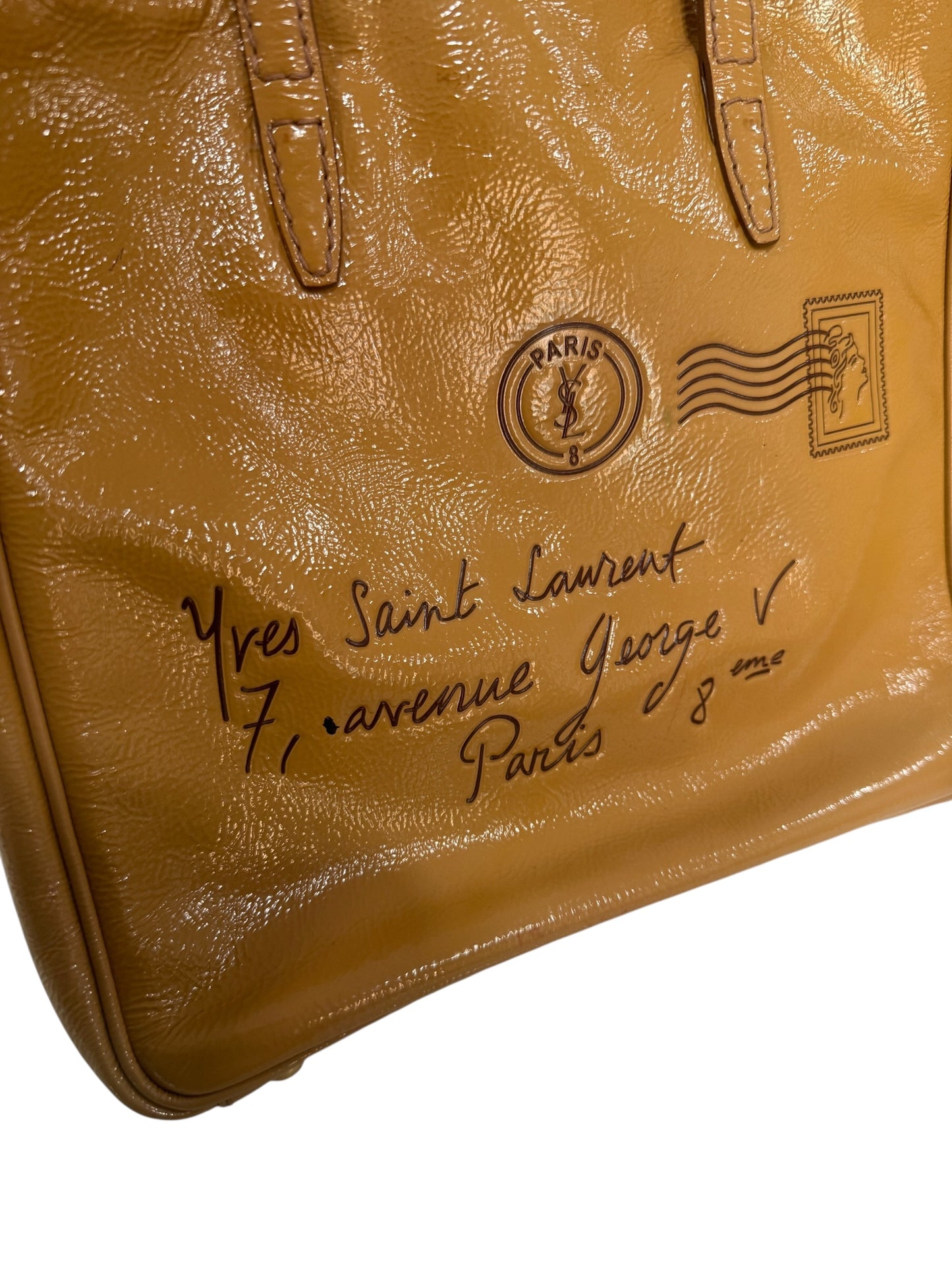Yves Saint Laurent Y-Mail Tan Patent Leather Tote