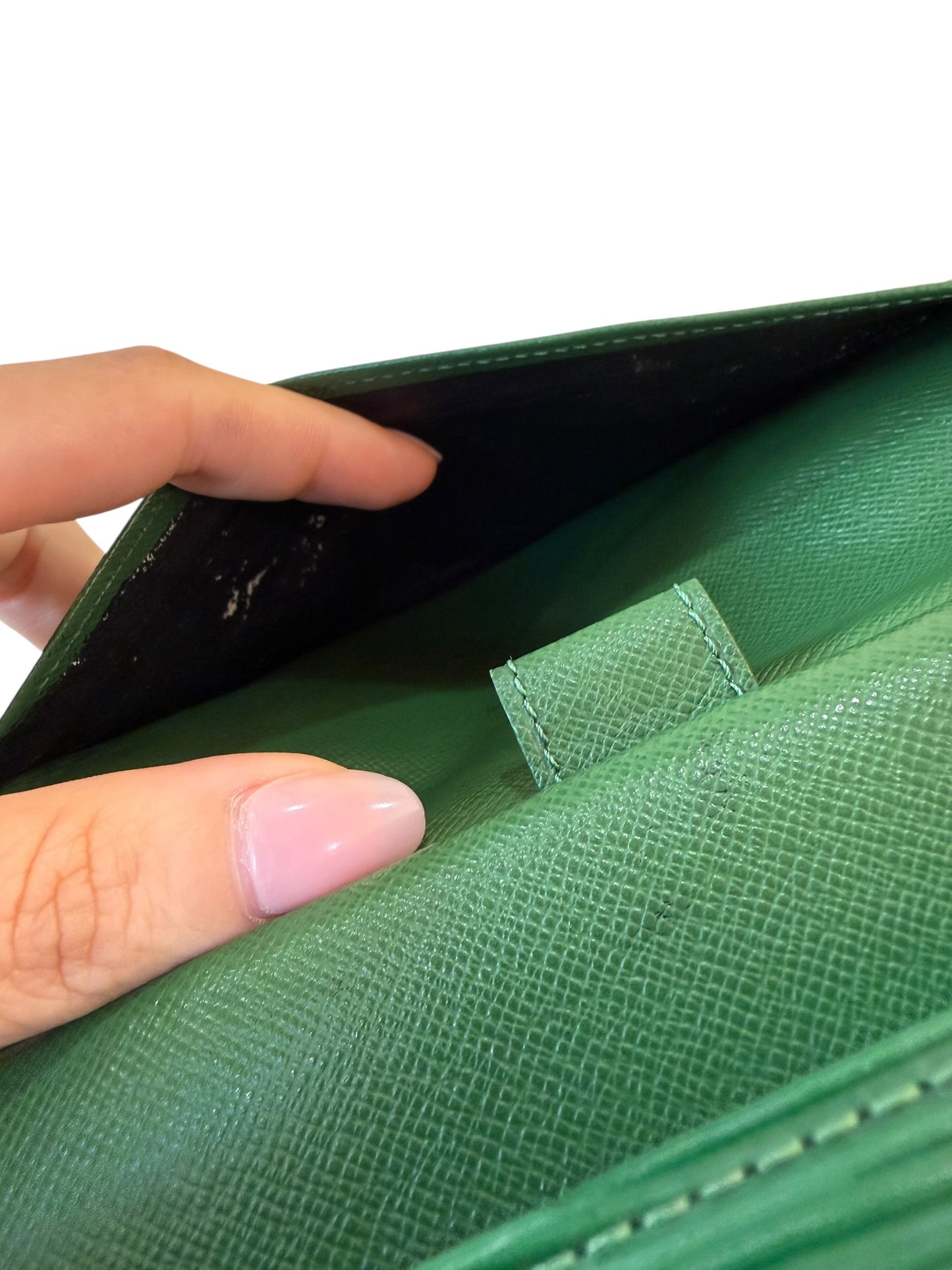 Louis Vuitton Green Epi Leather Continental Wallet With Chain & Insert CA0928