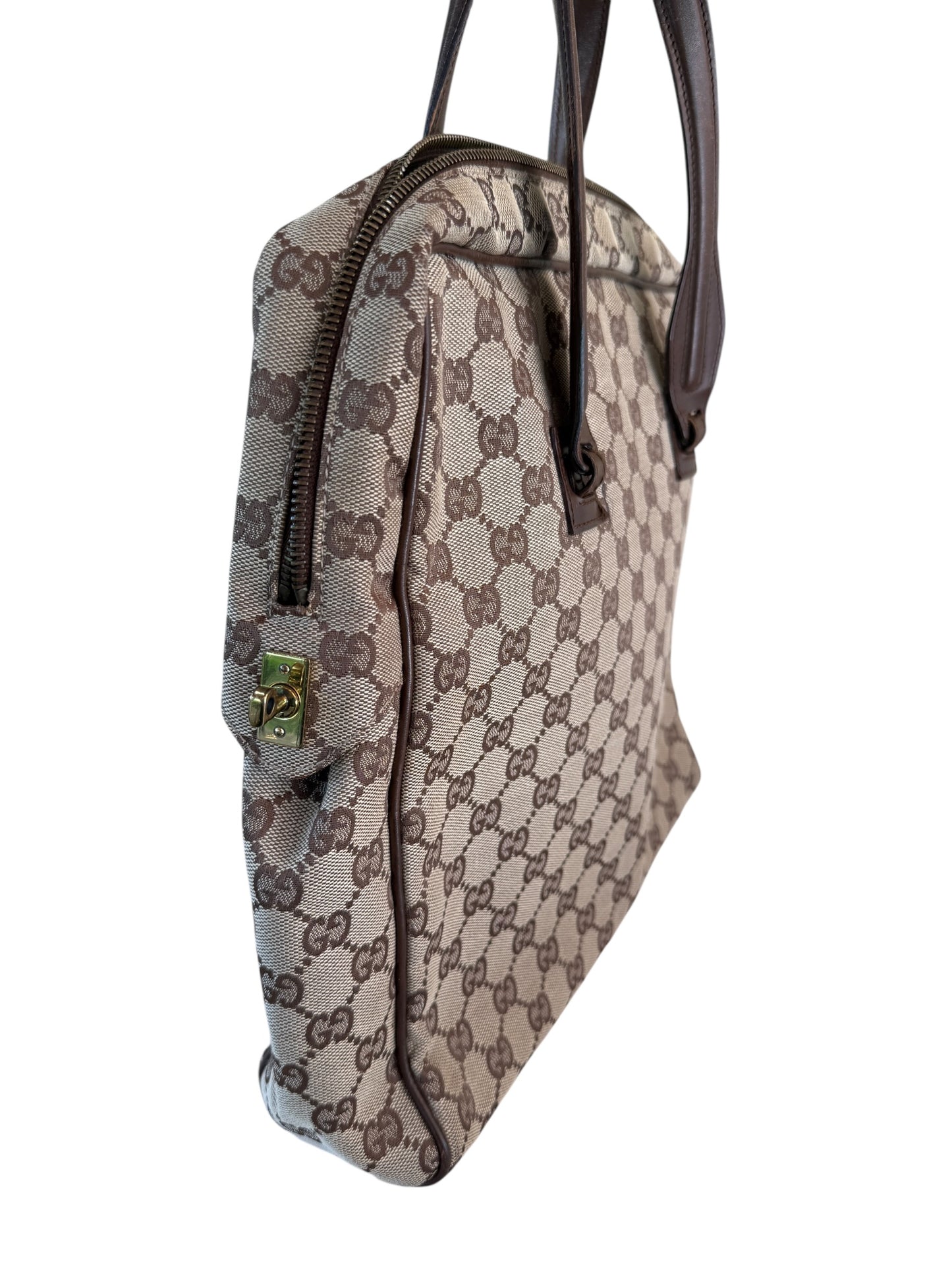Gucci Guccissima Beige Canvas Satchel Handbag
