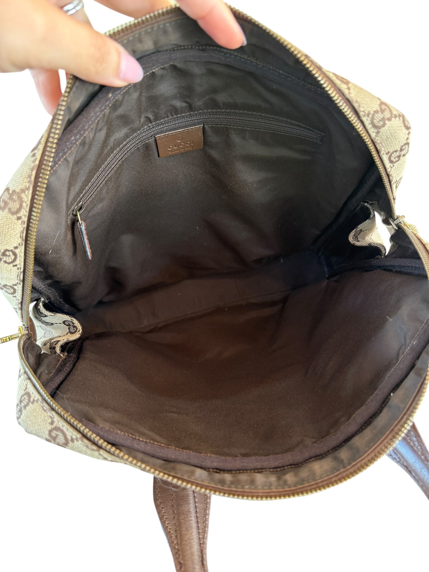 Gucci Guccissima Beige Canvas Satchel Handbag