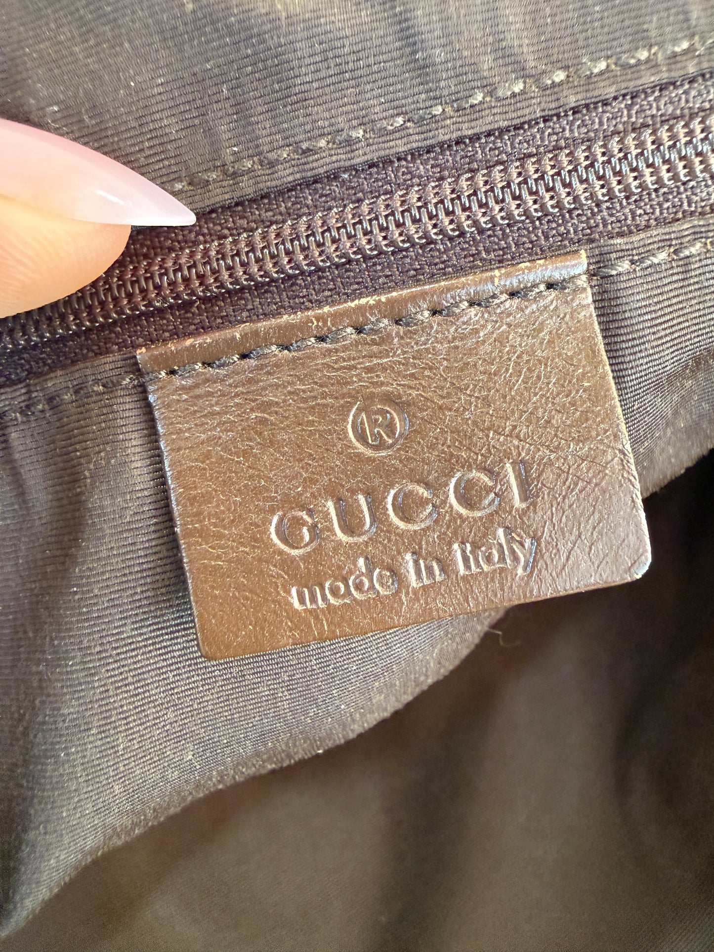Gucci Guccissima Beige Canvas Satchel Handbag
