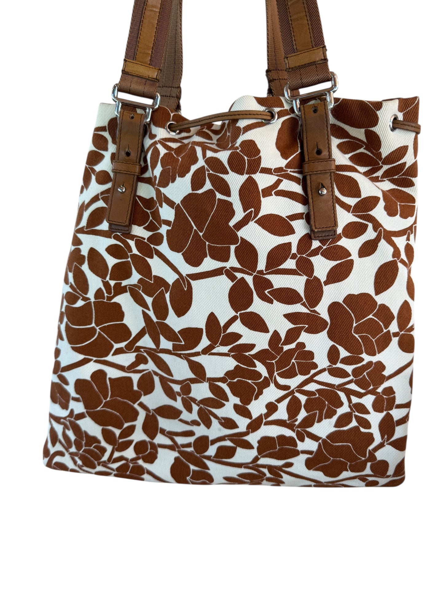 Yves Saint Laurent Floral Canvas Drawstring Shoulder Bag