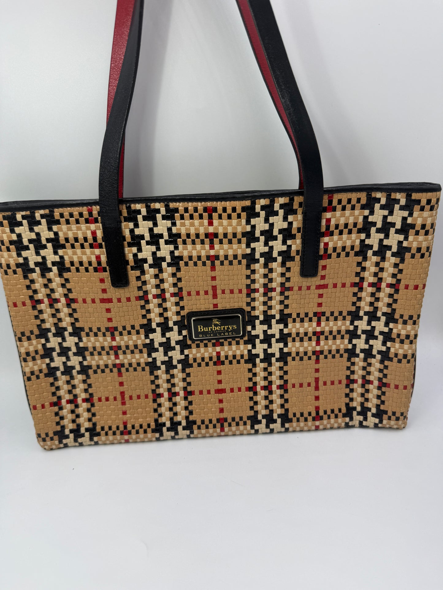Burberry Nova Check Woven Leather Tote