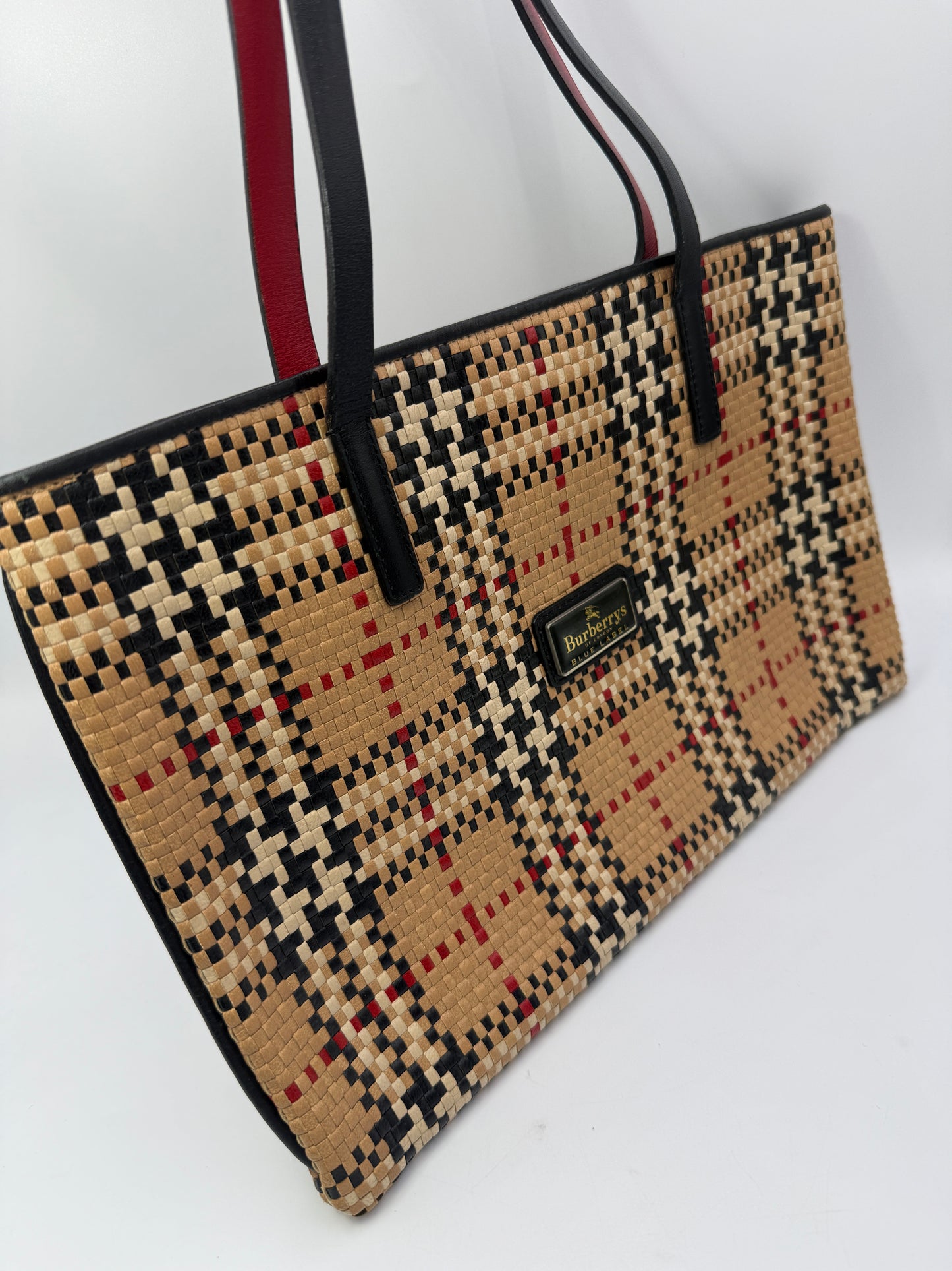 Burberry Nova Check Woven Leather Tote