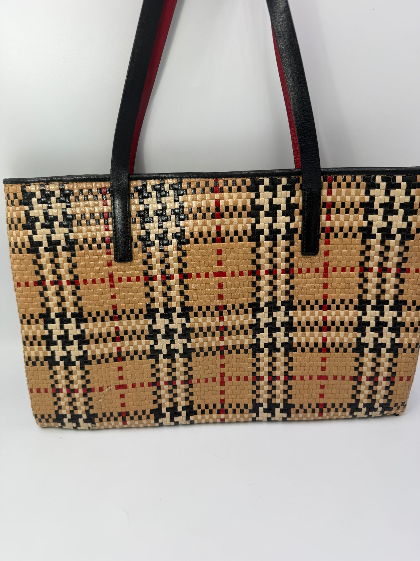 Burberry Nova Check Woven Leather Tote