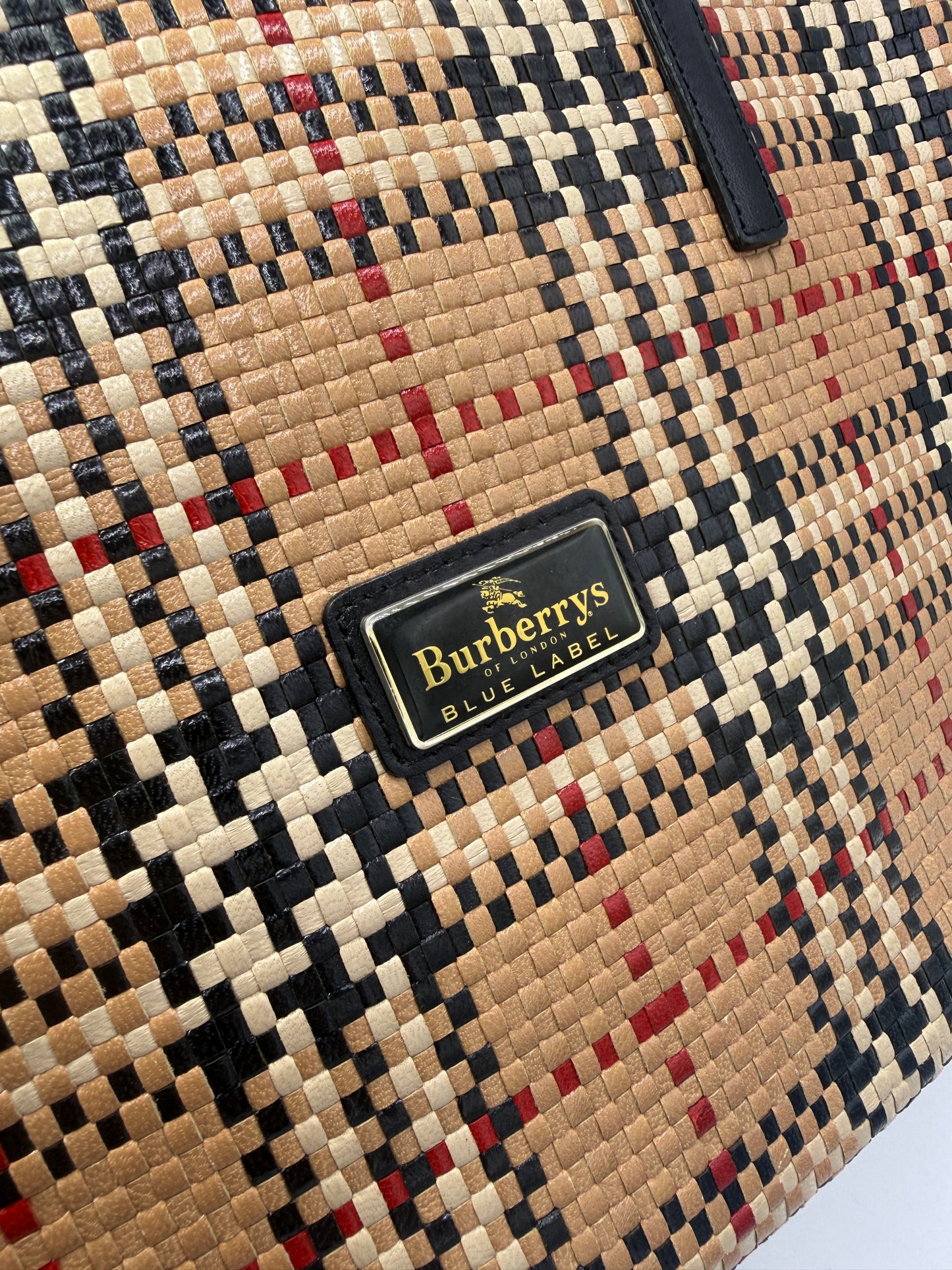 Burberry Nova Check Woven Leather Tote