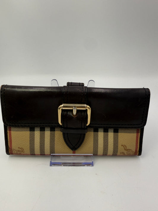 Burberry Vintage House Check Coated Canvas And Leather Continental Wallet