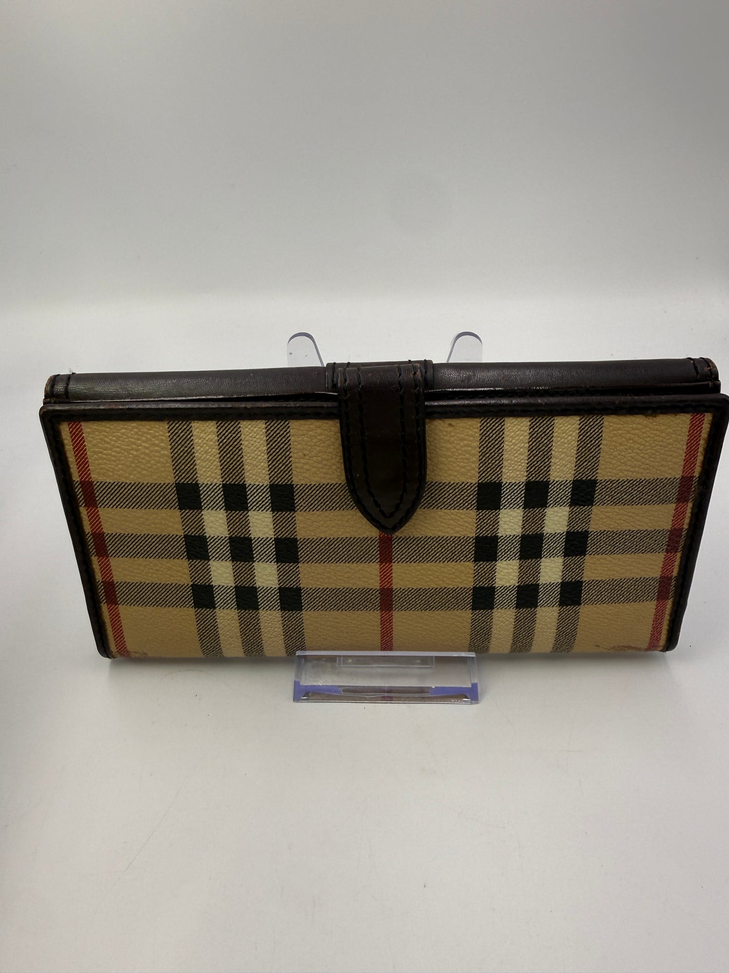 Burberry Vintage House Check Coated Canvas And Leather Continental Wallet