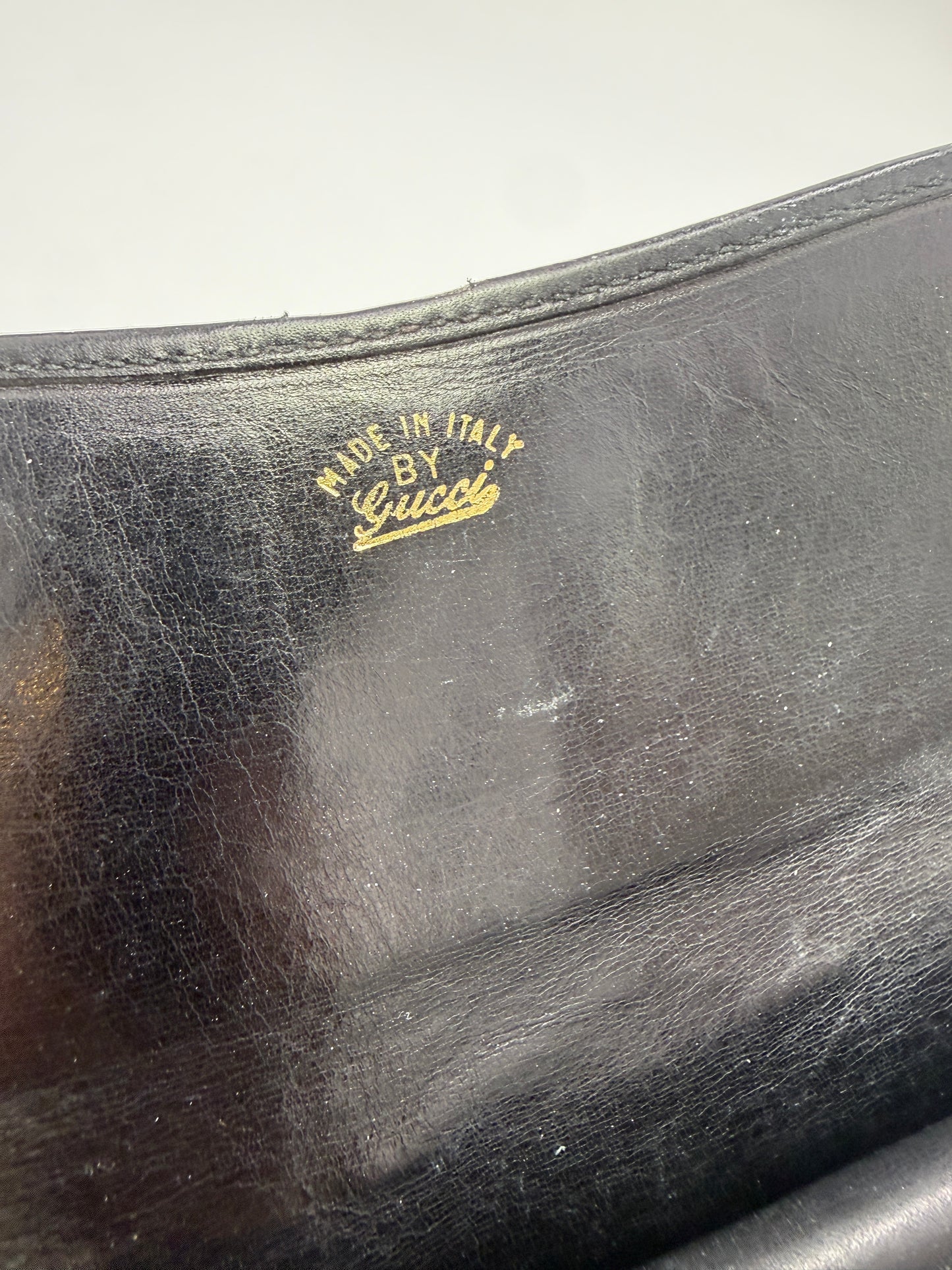 Gucci Vintage Black Leather Horse-bit Sherry Line Wallet