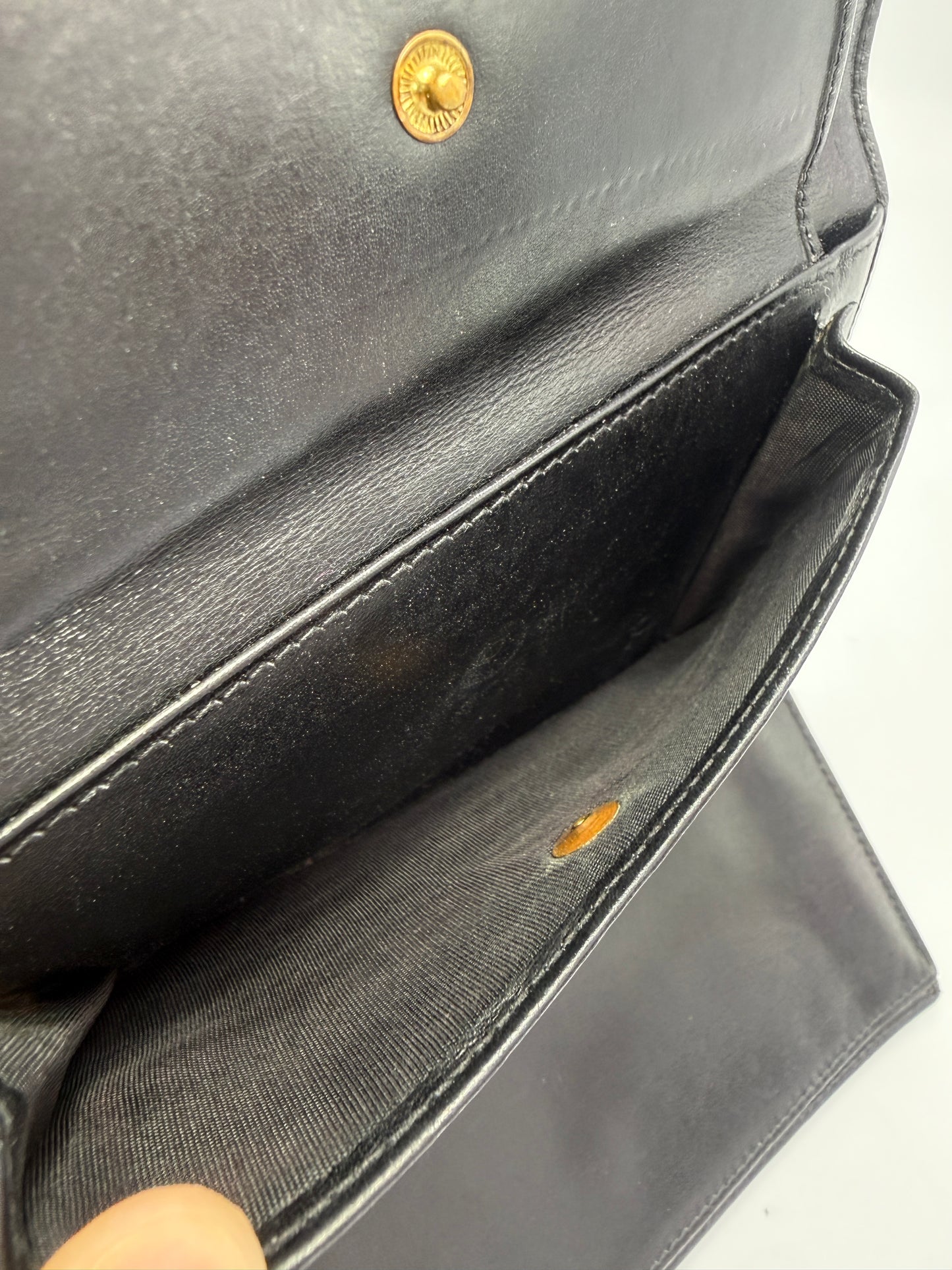 Gucci Vintage Black Leather Horse-bit Sherry Line Wallet