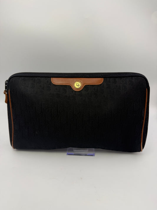 Christian Dior Black Monogram Trotter Canvas Clutch