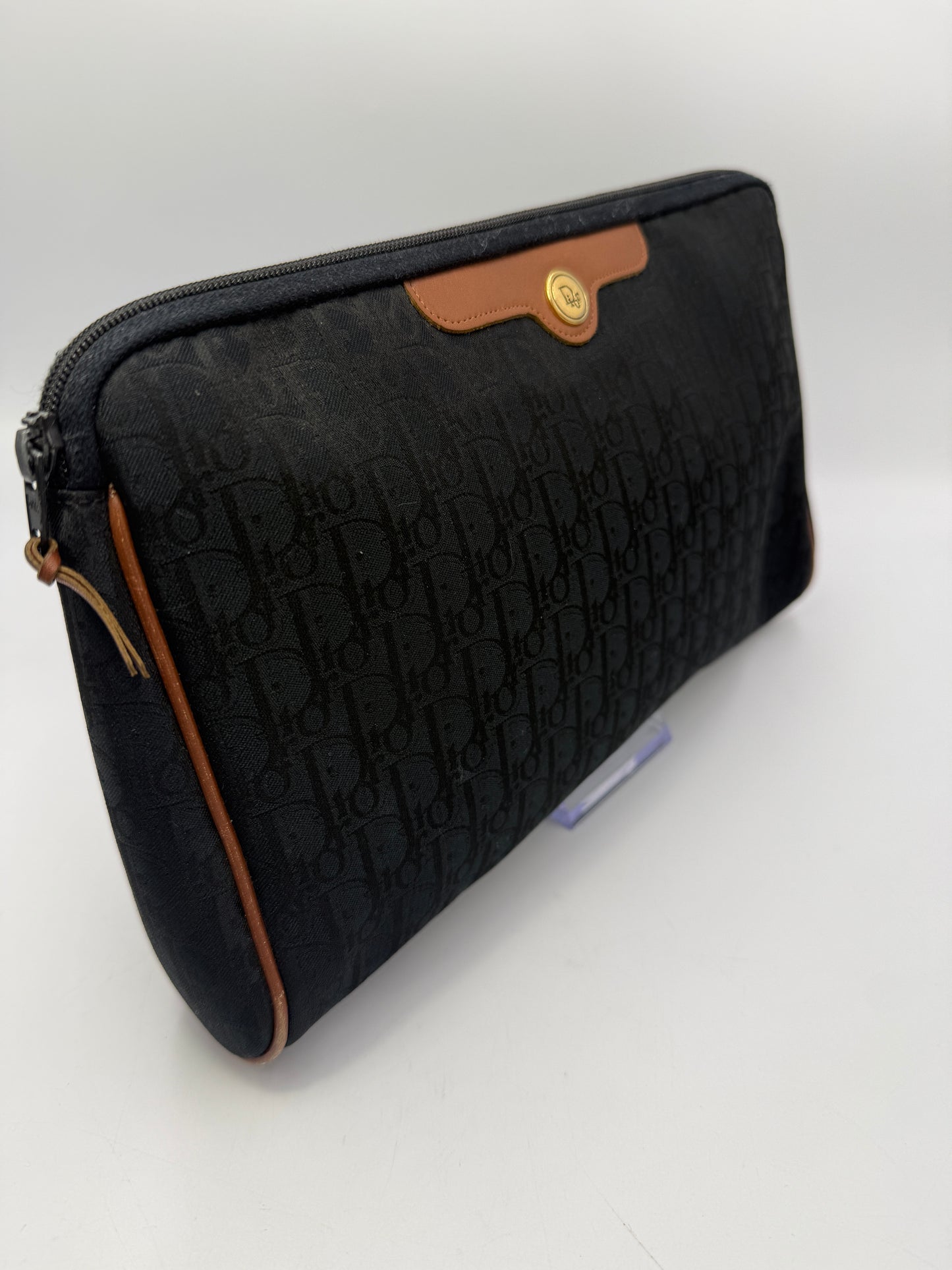 Christian Dior Black Monogram Trotter Canvas Clutch