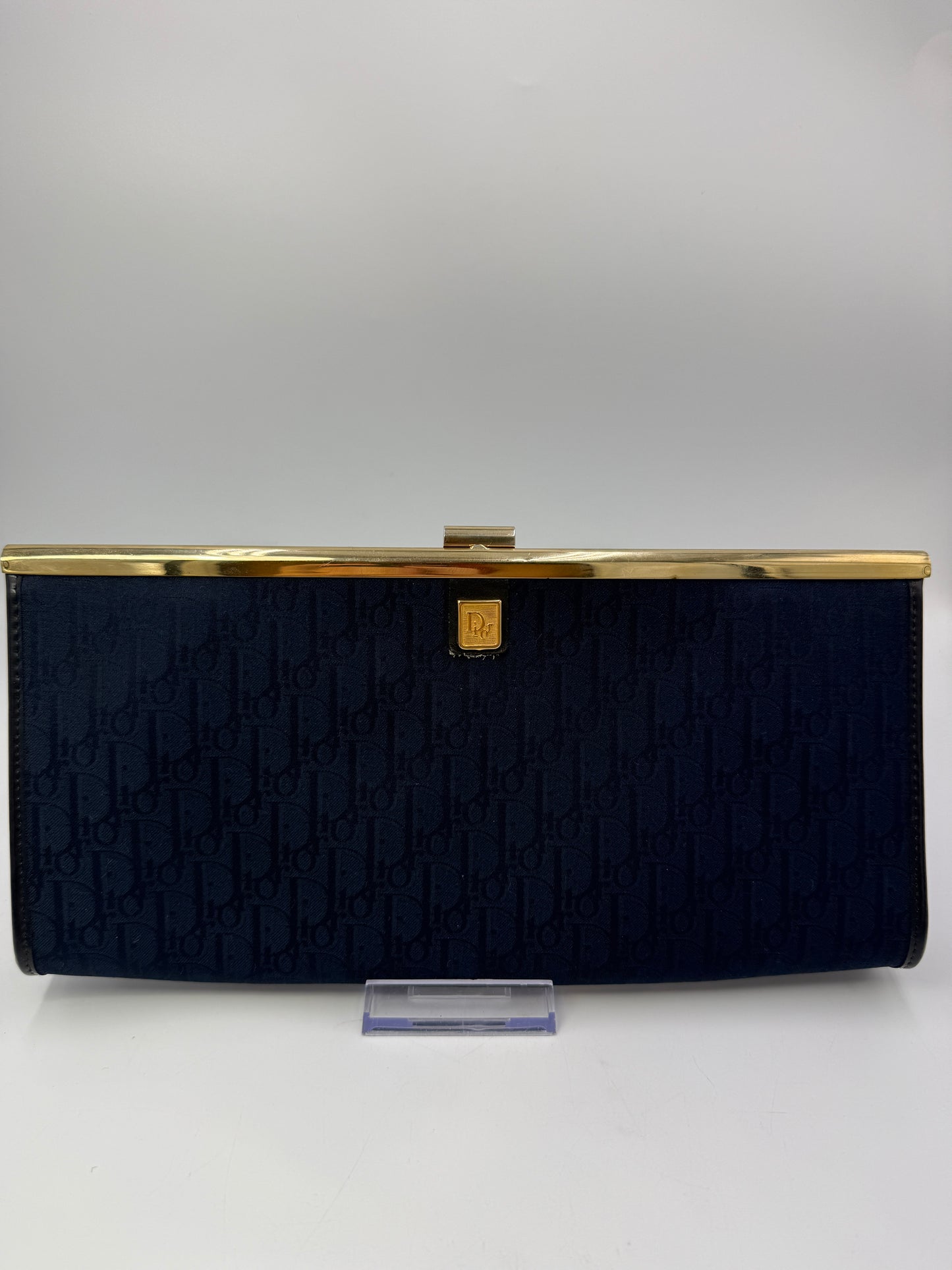 Christian Dior Vintage Blue Monogram Trotter Clutch