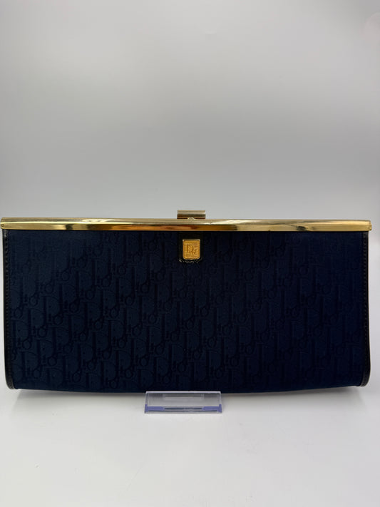 Christian Dior Vintage Blue Monogram Trotter Clutch