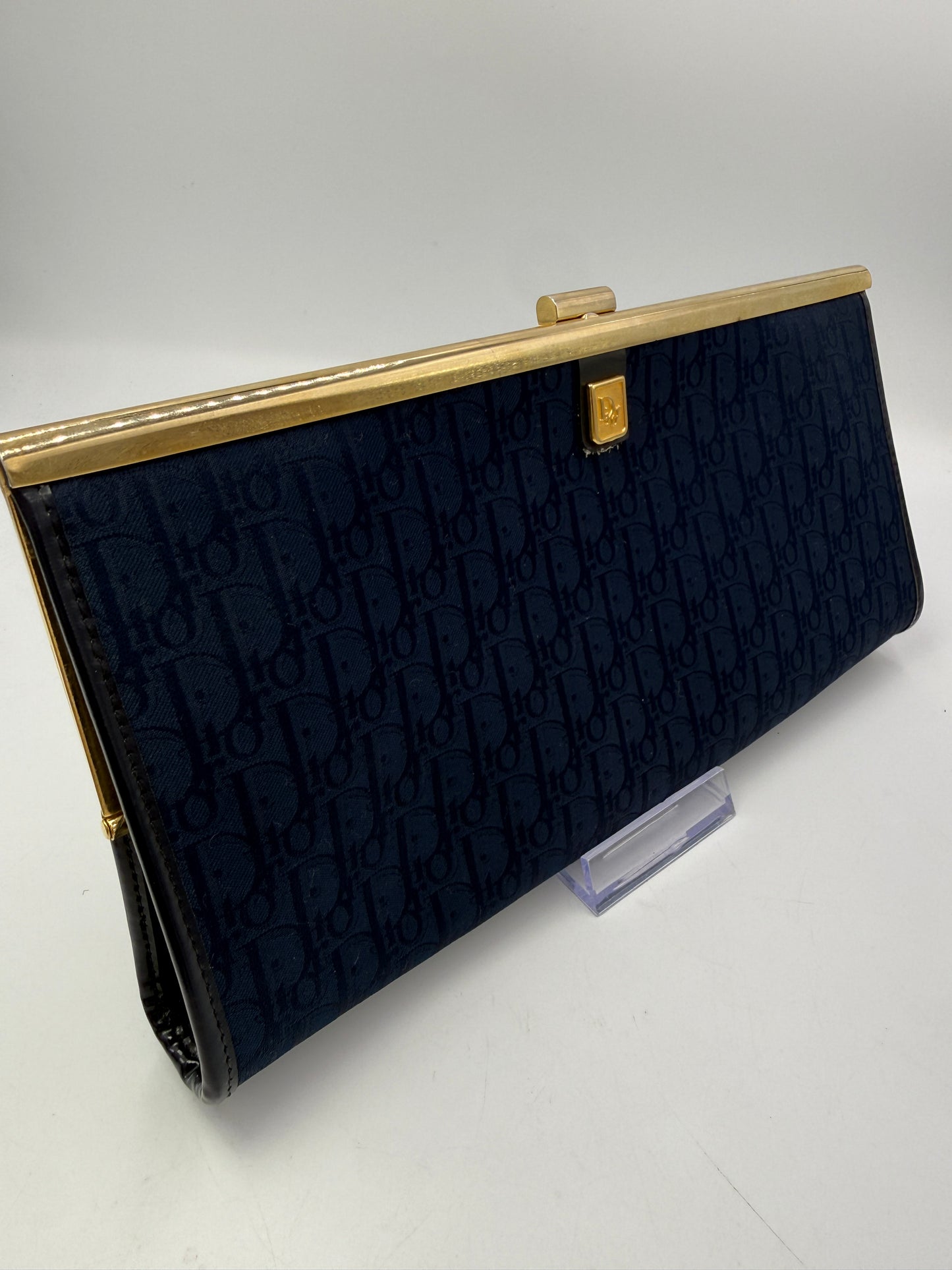 Christian Dior Vintage Blue Monogram Trotter Clutch