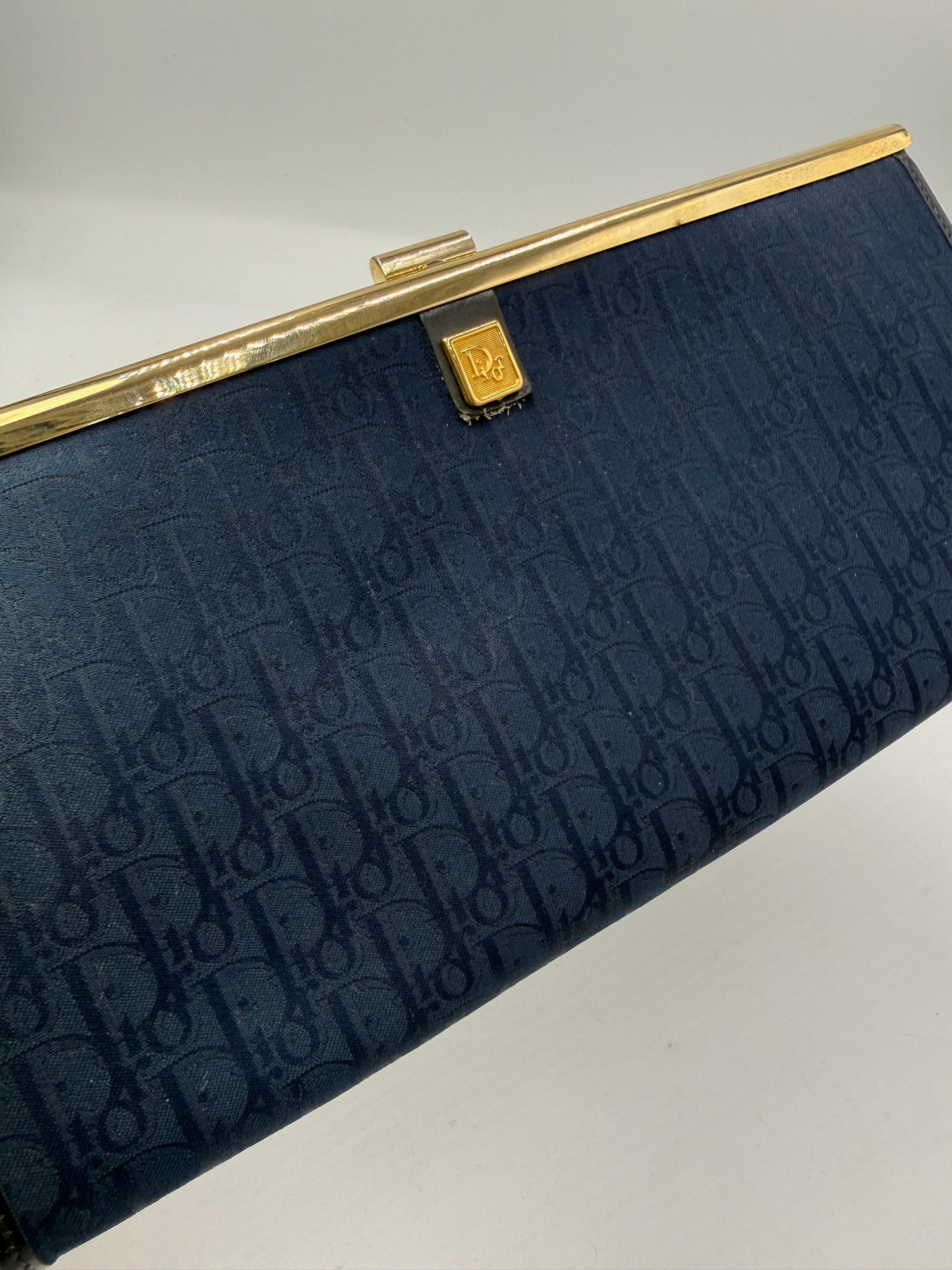 Christian Dior Vintage Blue Monogram Trotter Clutch
