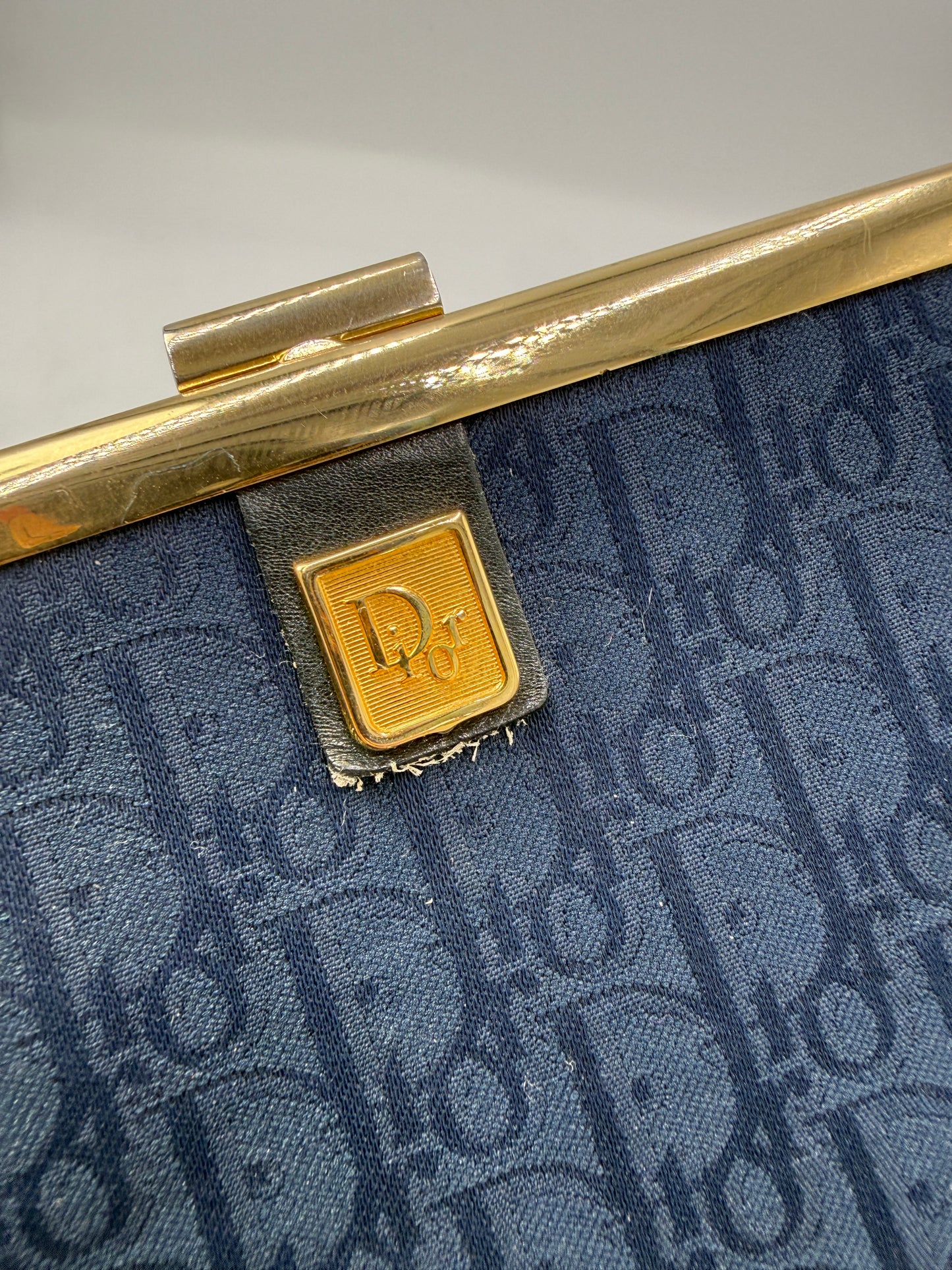 Christian Dior Vintage Blue Monogram Trotter Clutch