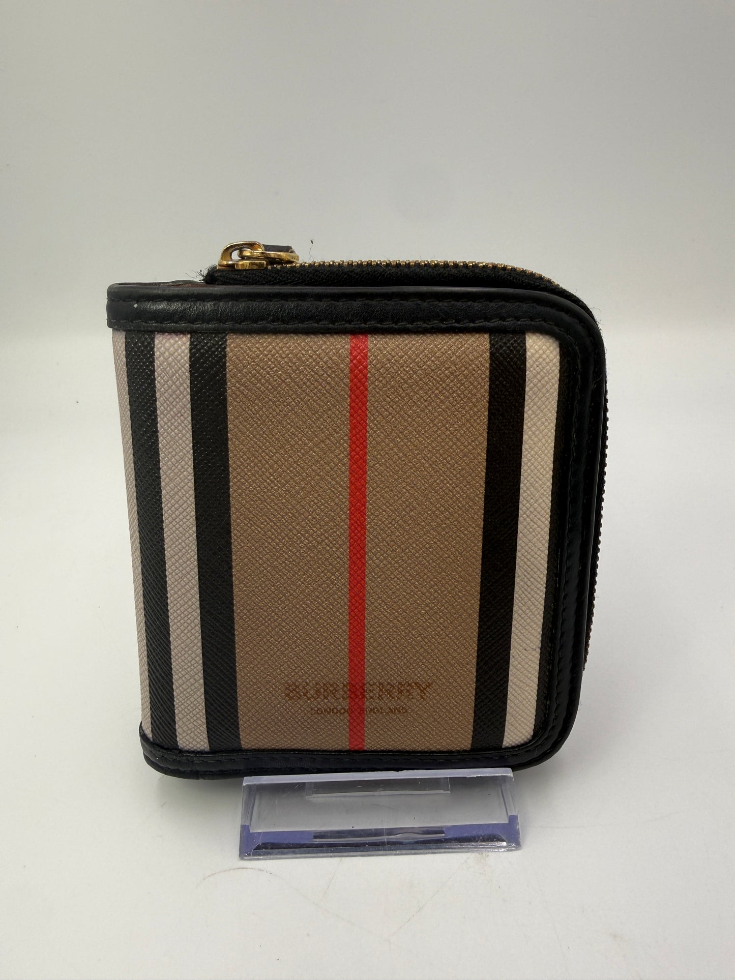 Burberry Coated Canvas Check Unisex Compact Zip Wallet