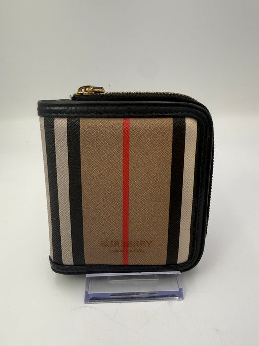 Burberry Coated Canvas Check Unisex Compact Zip Wallet