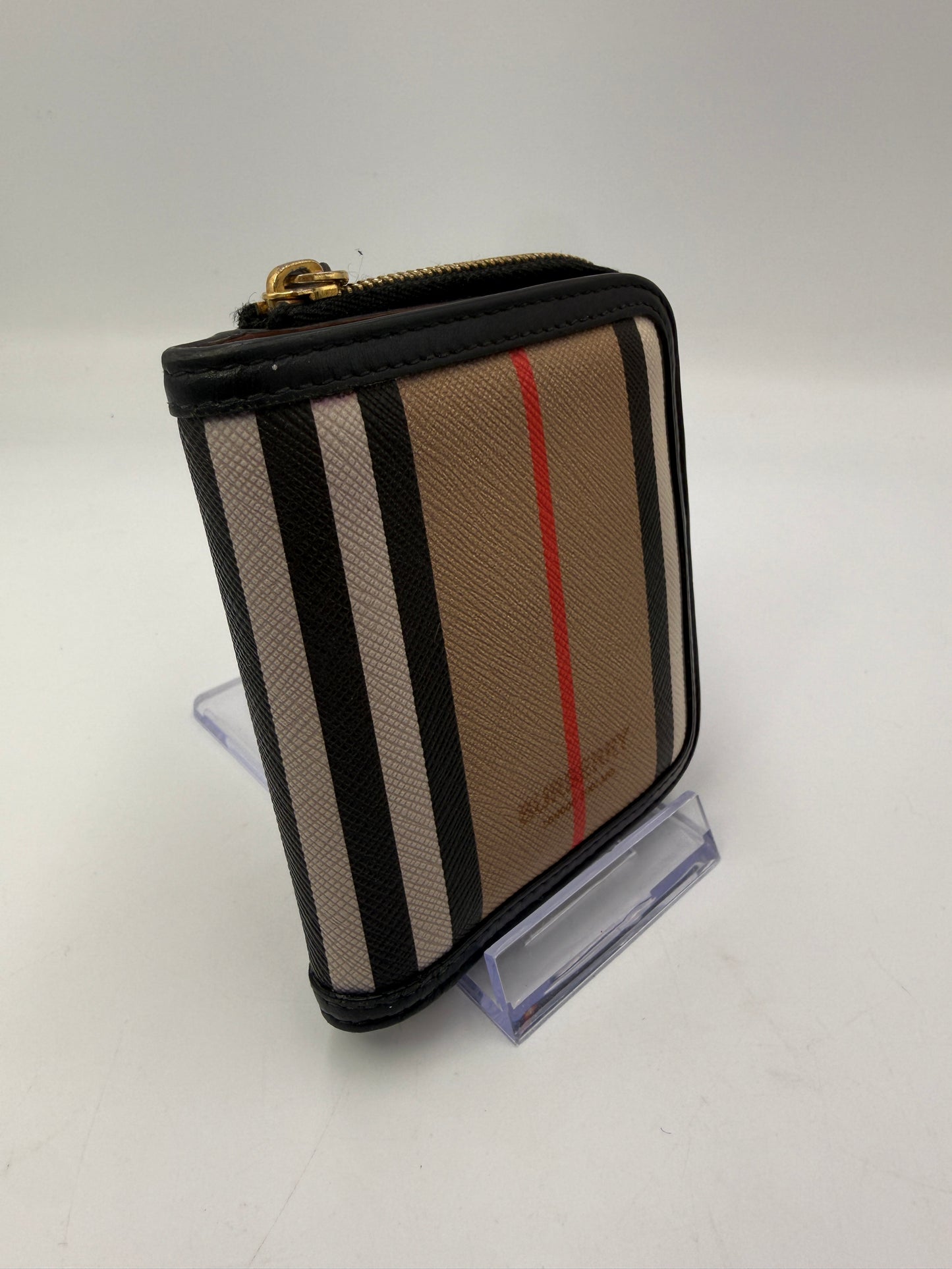 Burberry Coated Canvas Check Unisex Compact Zip Wallet