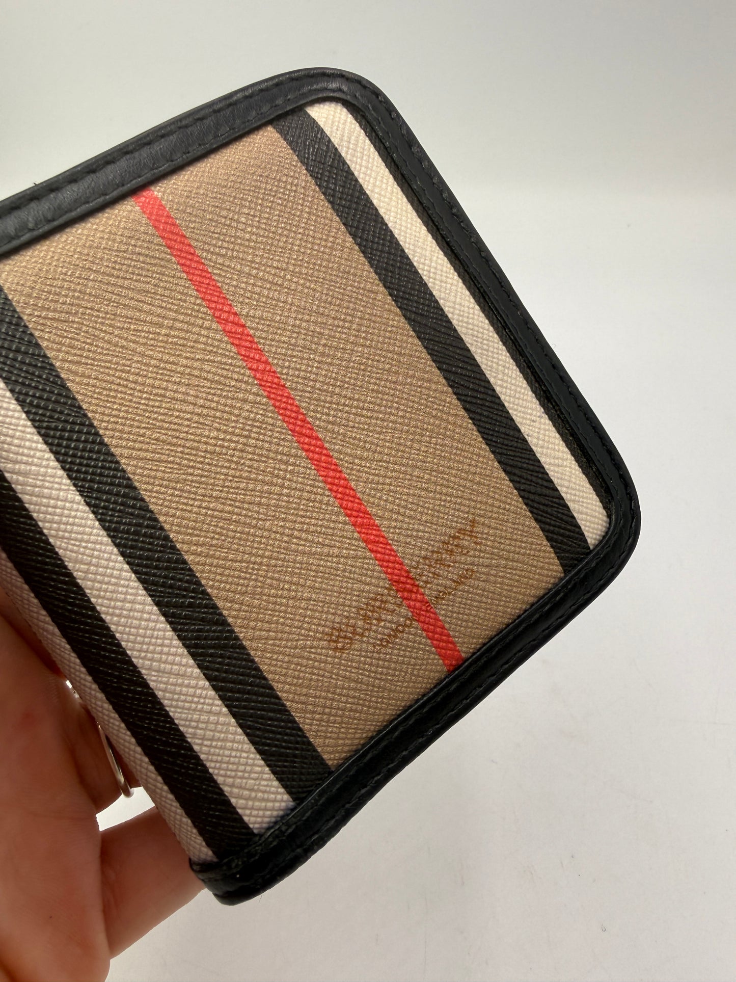 Burberry Coated Canvas Check Unisex Compact Zip Wallet