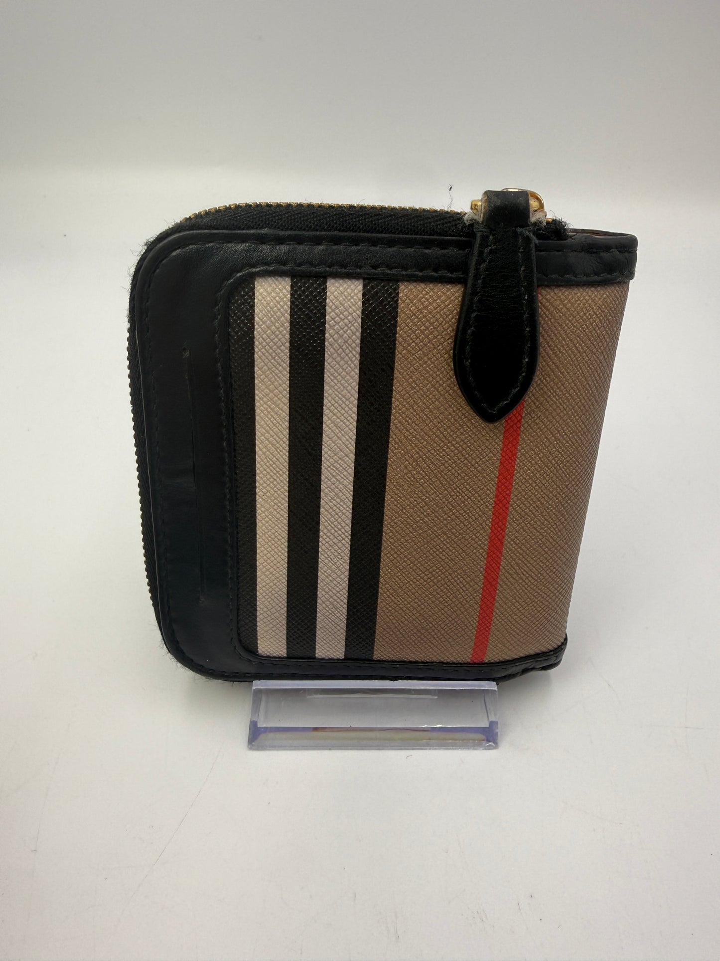 Burberry Coated Canvas Check Unisex Compact Zip Wallet