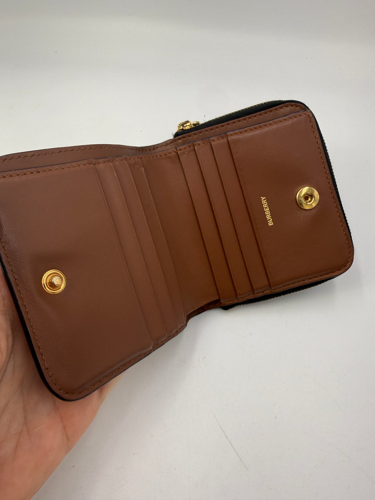 Burberry Coated Canvas Check Unisex Compact Zip Wallet