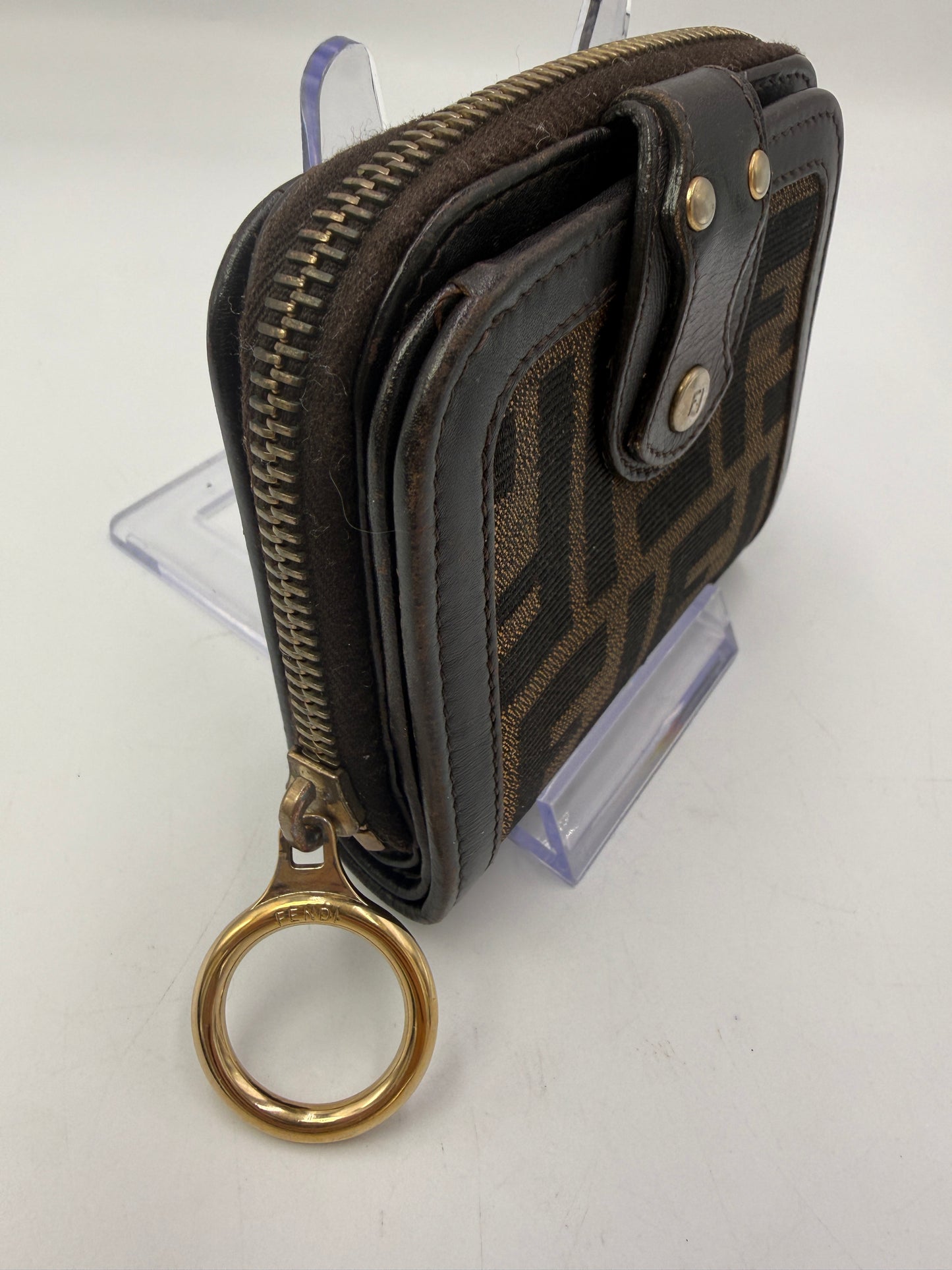 Fendi Zucca Canvas Compact Zippy Wallet