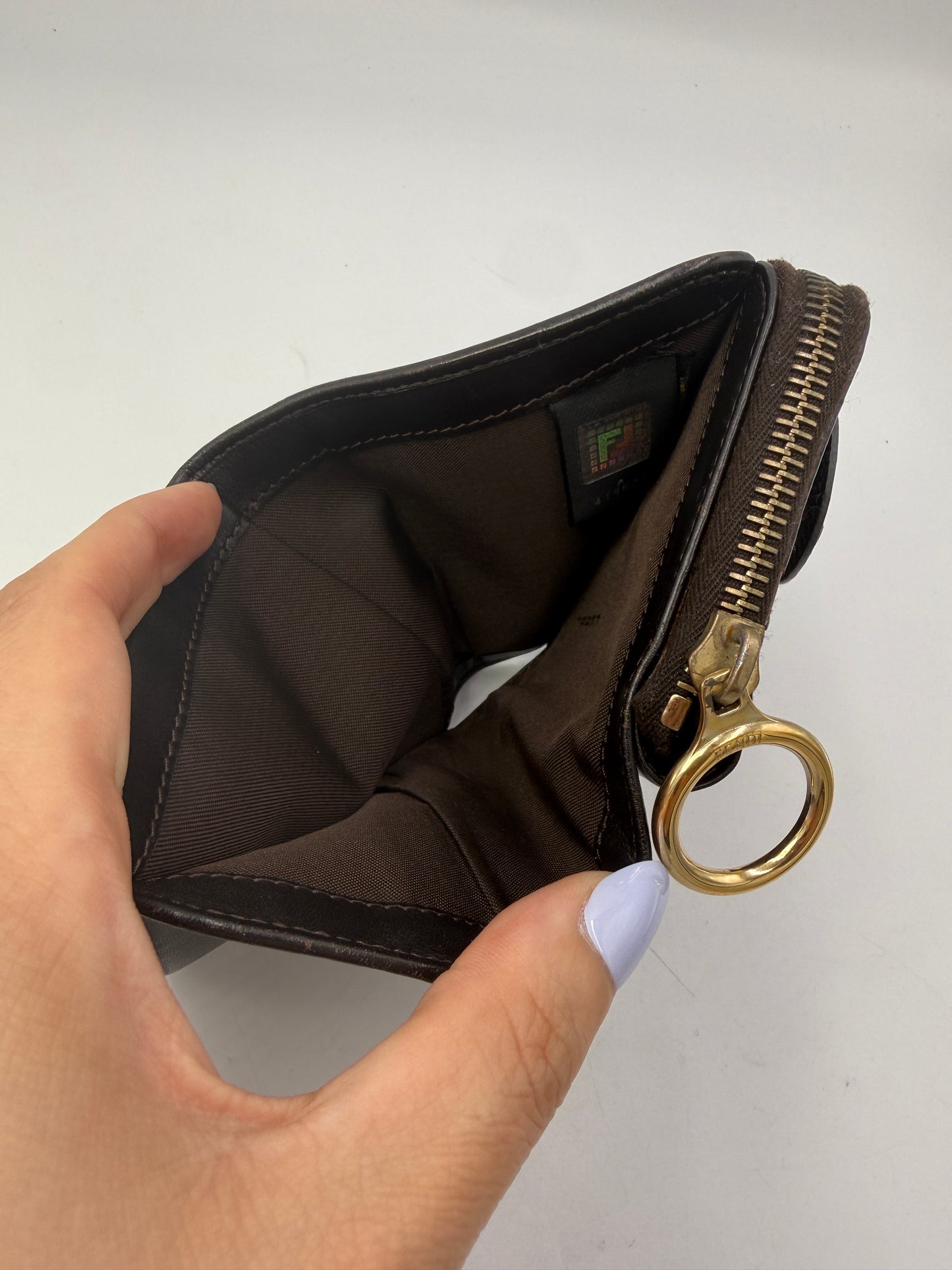 Fendi Zucca Canvas Compact Zippy Wallet