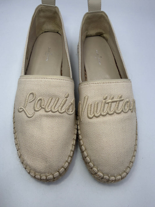 Louis Vuitton Ivory Embroidered Espadrilles Size 5 CL1106