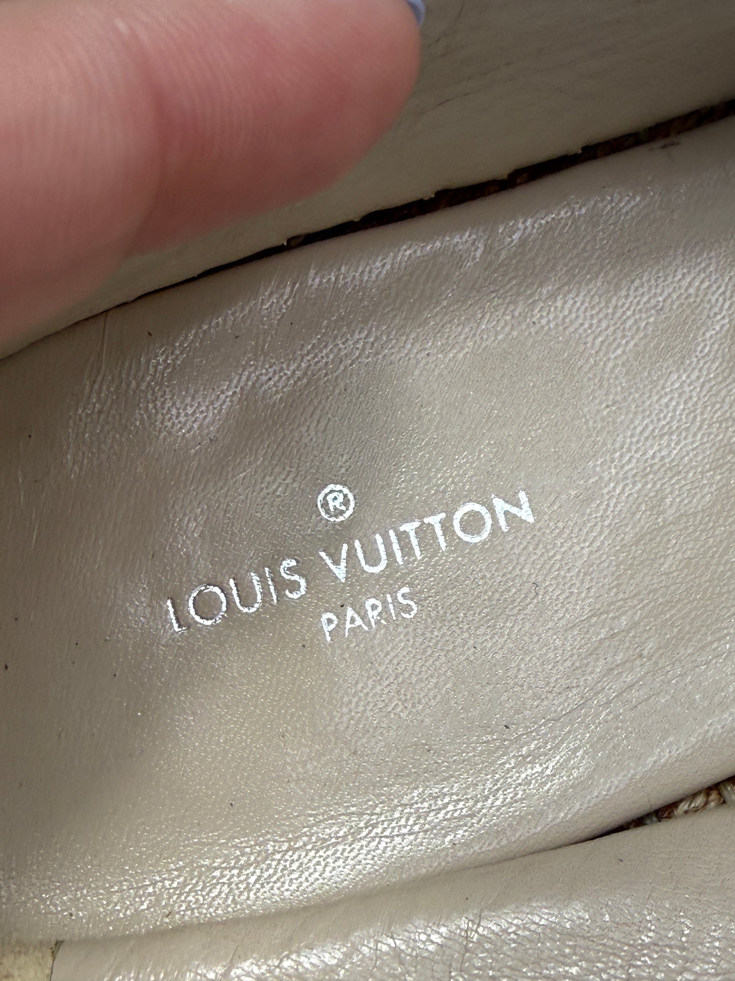 Louis Vuitton Ivory Embroidered Espadrilles Size 5 CL1106