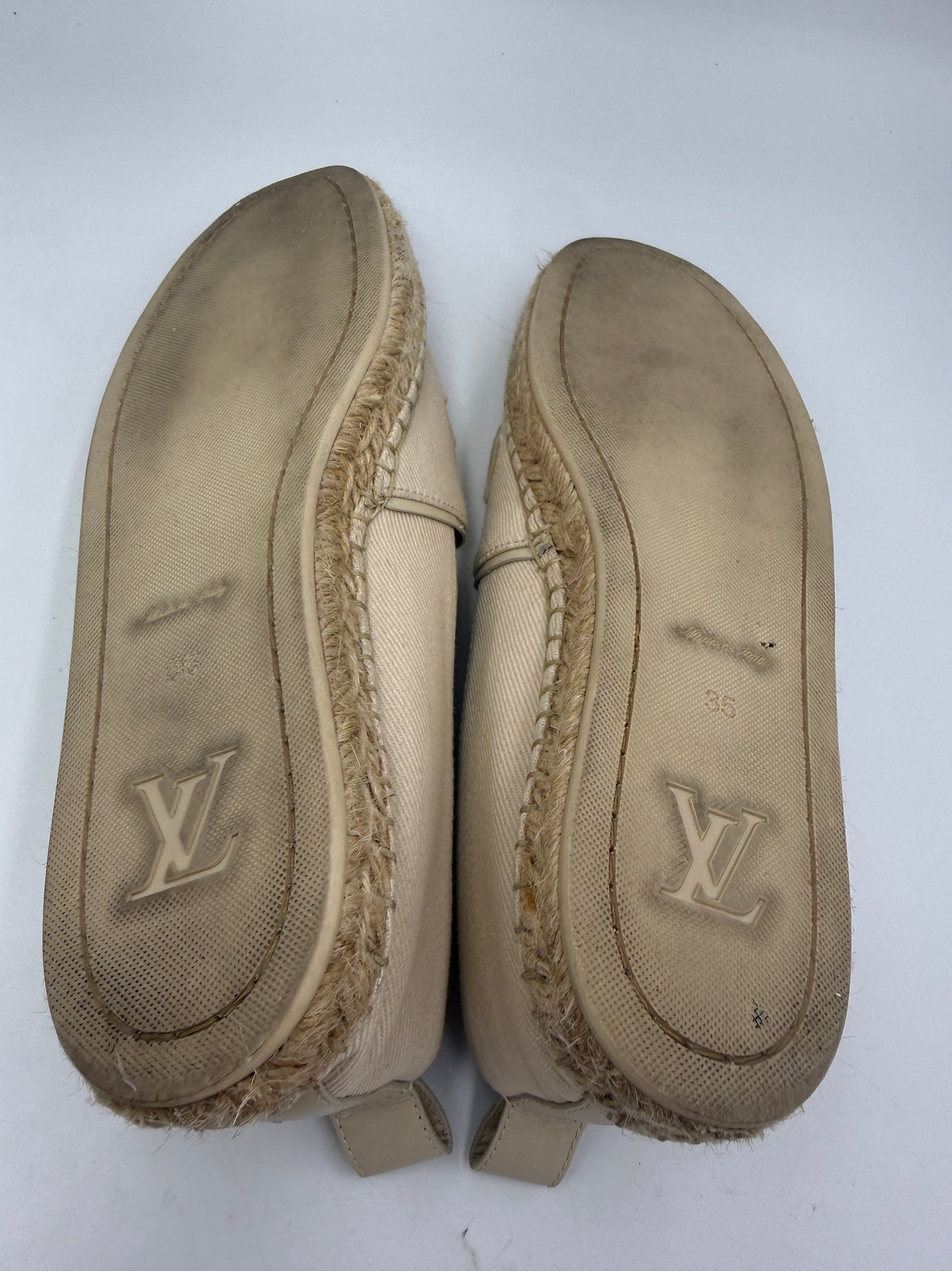 Louis Vuitton Ivory Embroidered Espadrilles Size 5 CL1106