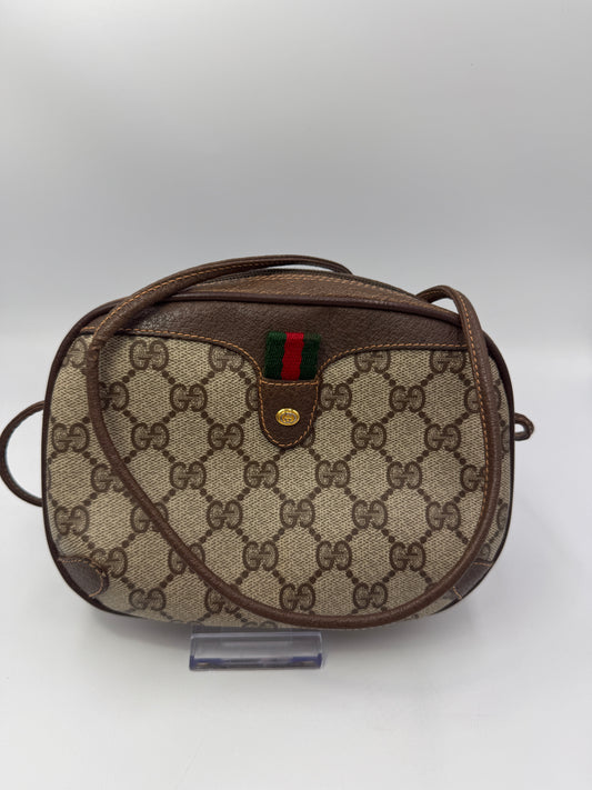 Gucci Guccissima Vintage Supreme Coated Canvas Oval Crossbody