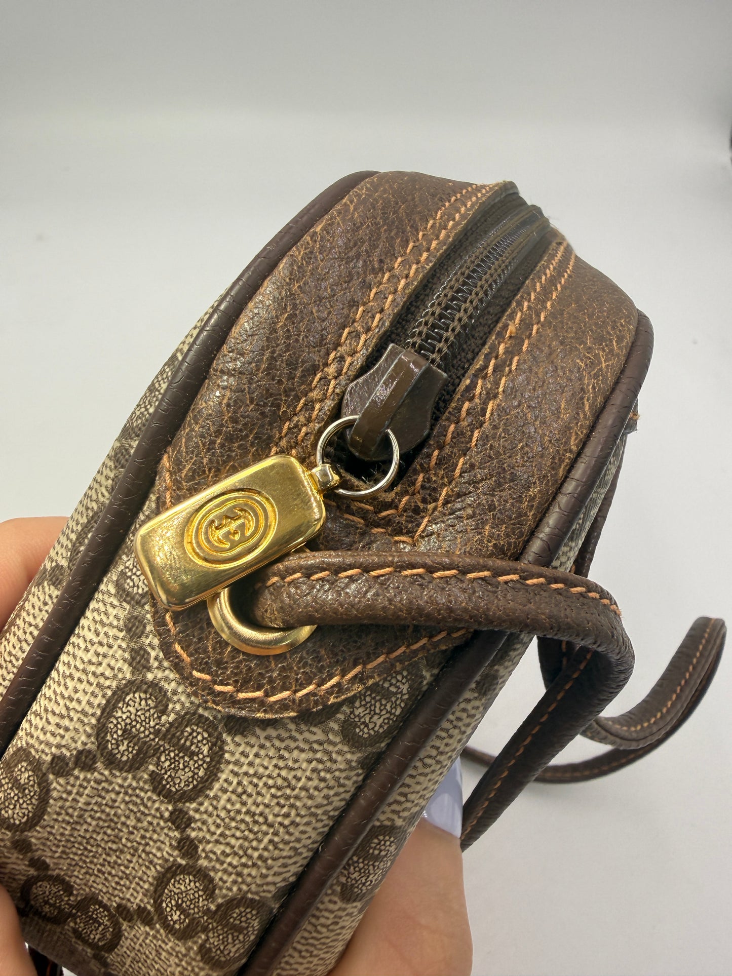 Gucci Guccissima Vintage Supreme Coated Canvas Oval Crossbody