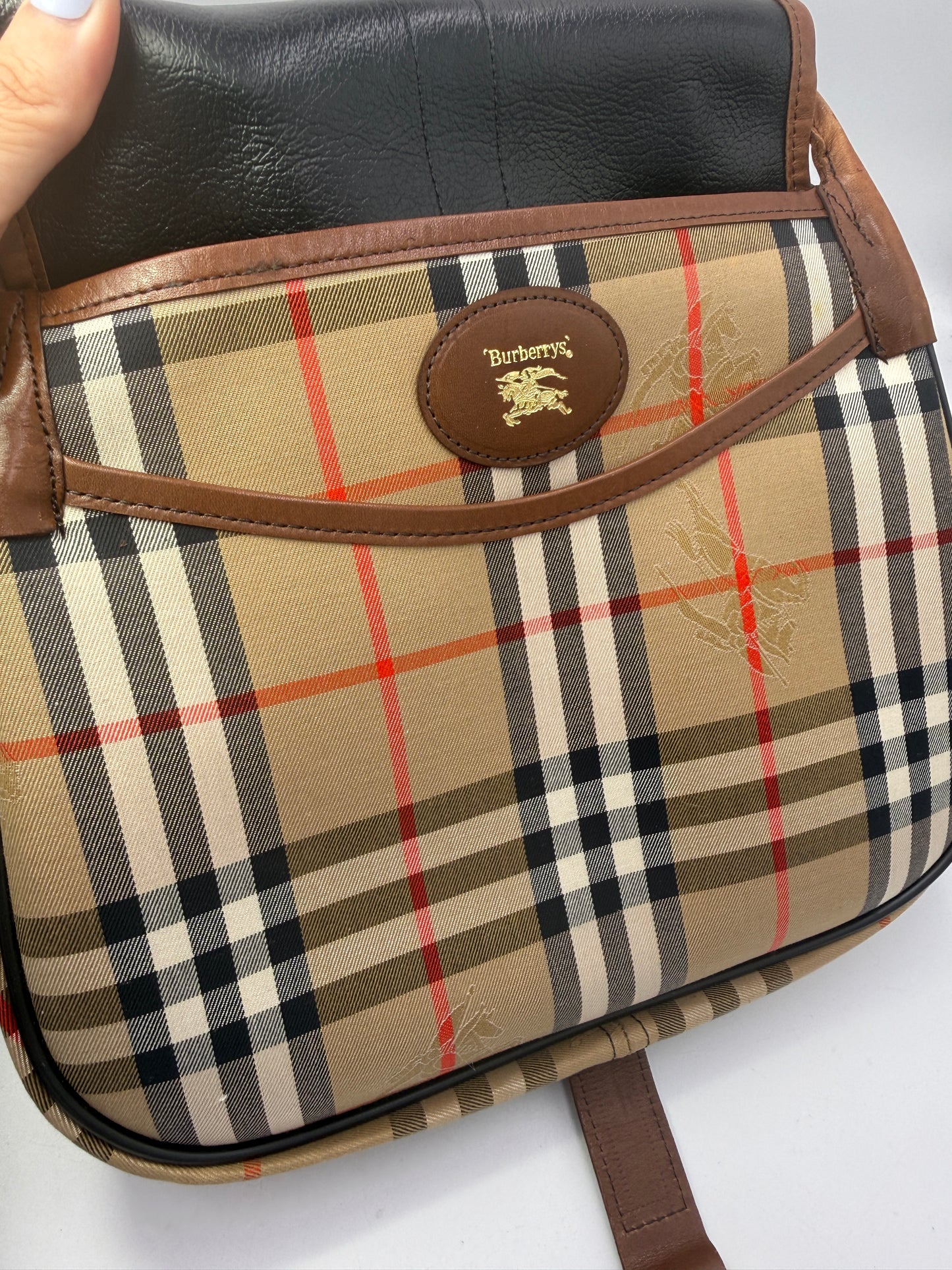 Burberry Canvas Haymarket Check Shoulder Bag