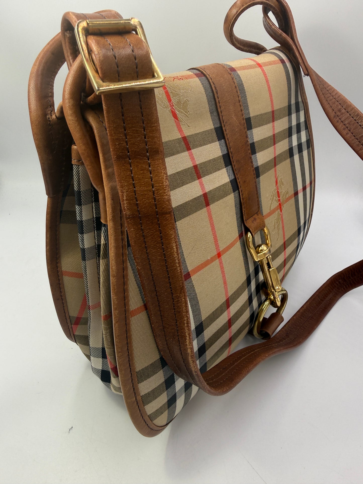 Burberry Canvas Haymarket Check Shoulder Bag