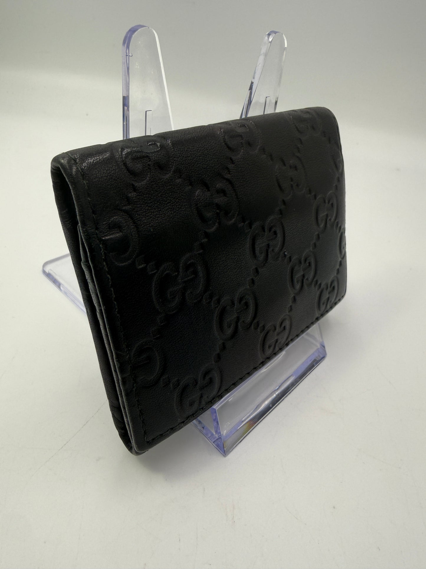 Gucci Guccissima Black Leather Card Holder