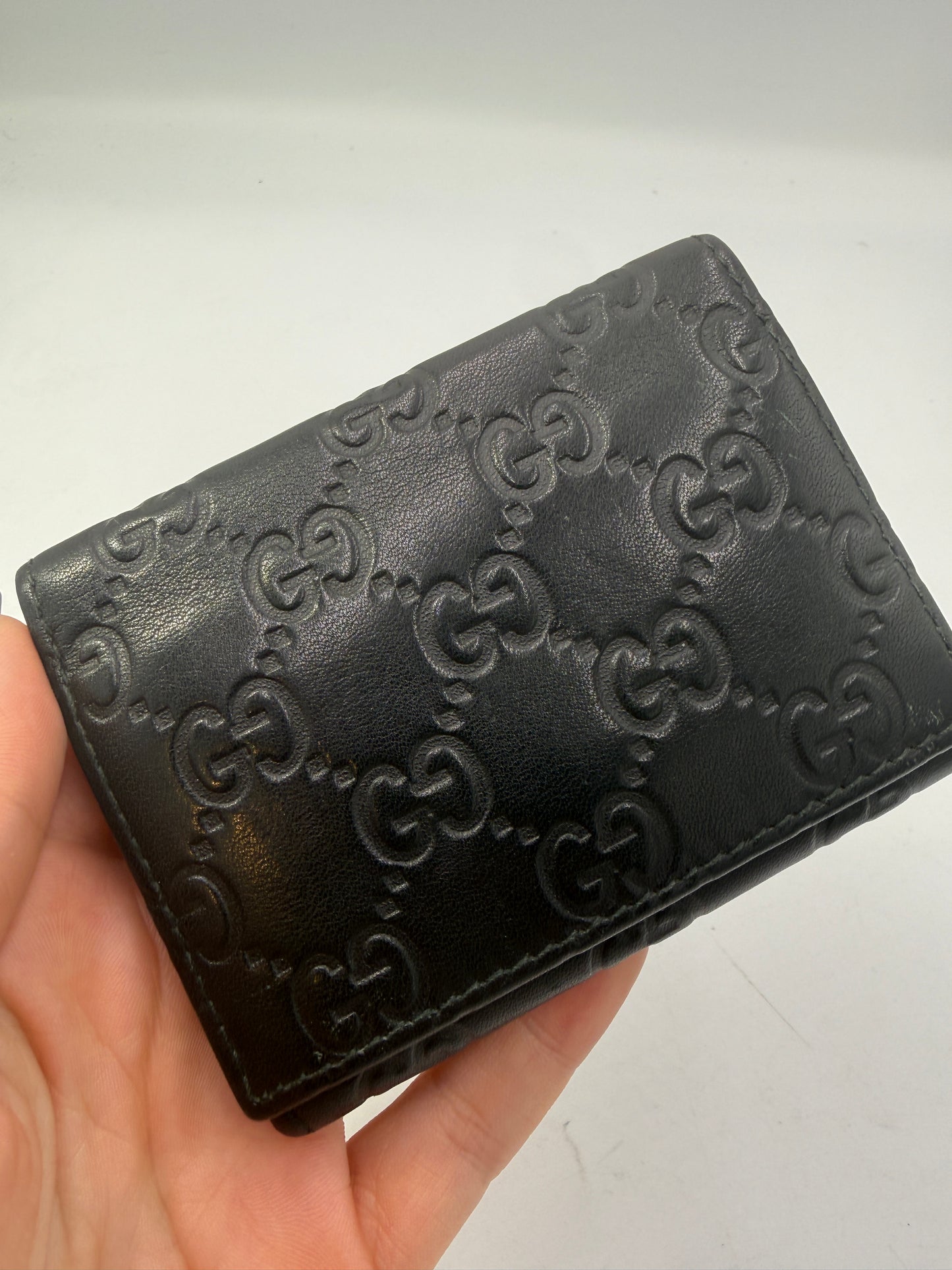 Gucci Guccissima Black Leather Card Holder