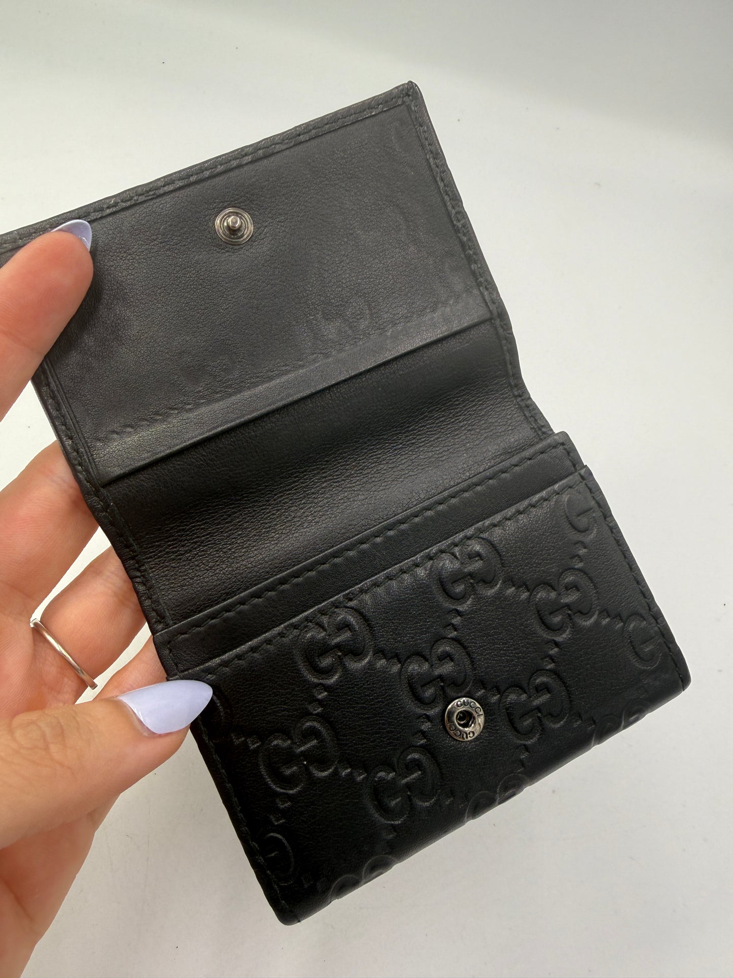 Gucci Guccissima Black Leather Card Holder