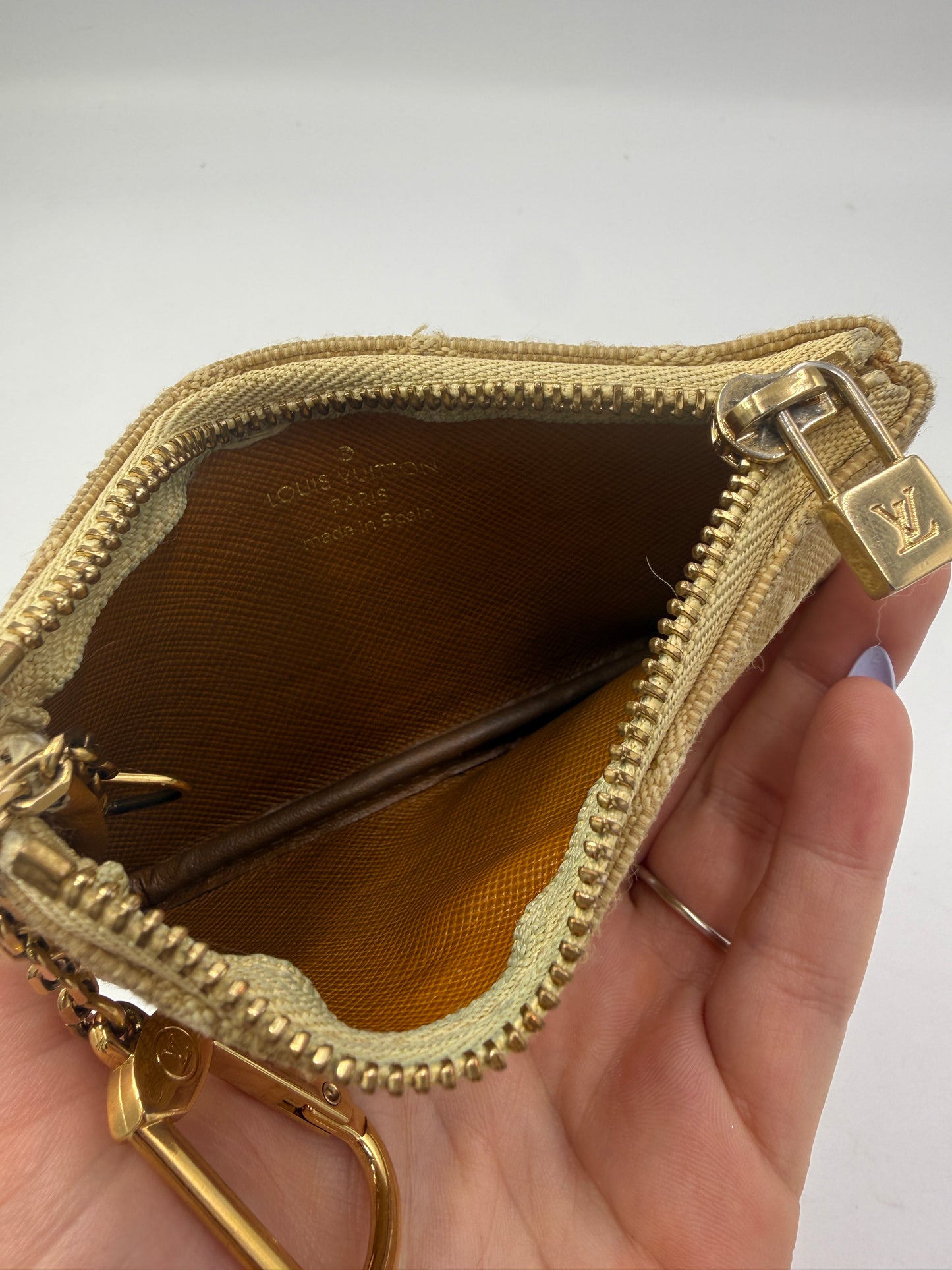 Louis Vuitton Beige Mini Lin Key Cles With Box CA1004