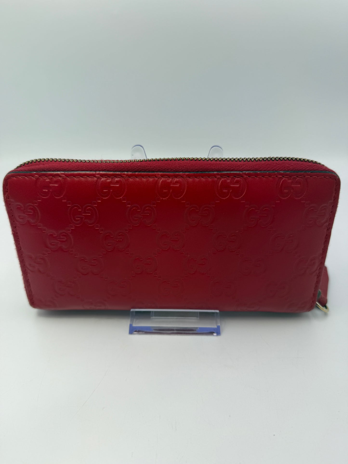Gucci Guccissima Red Leather 3D Cherry Gem Wallet RARE