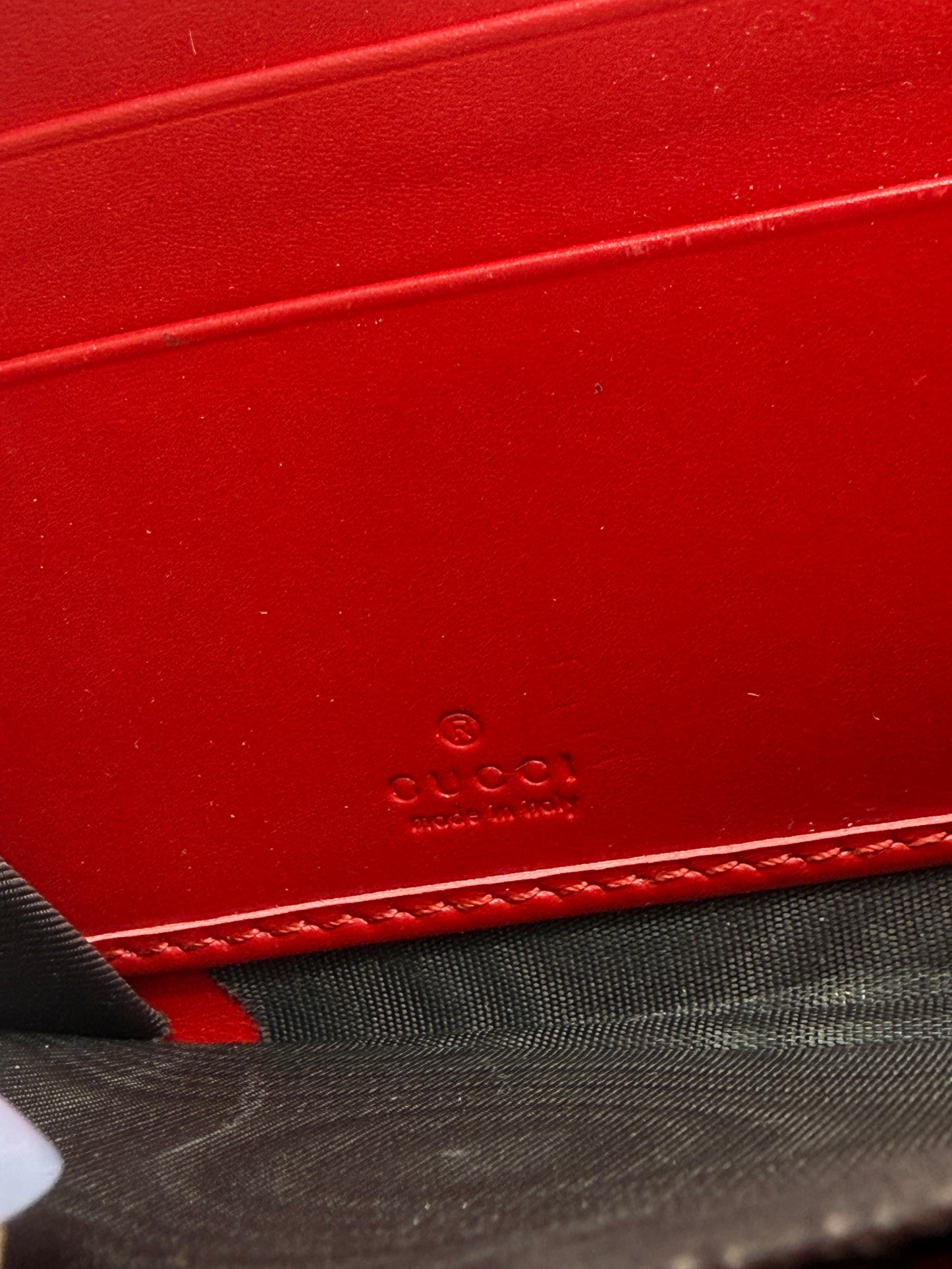 Gucci Guccissima Red Leather 3D Cherry Gem Wallet RARE