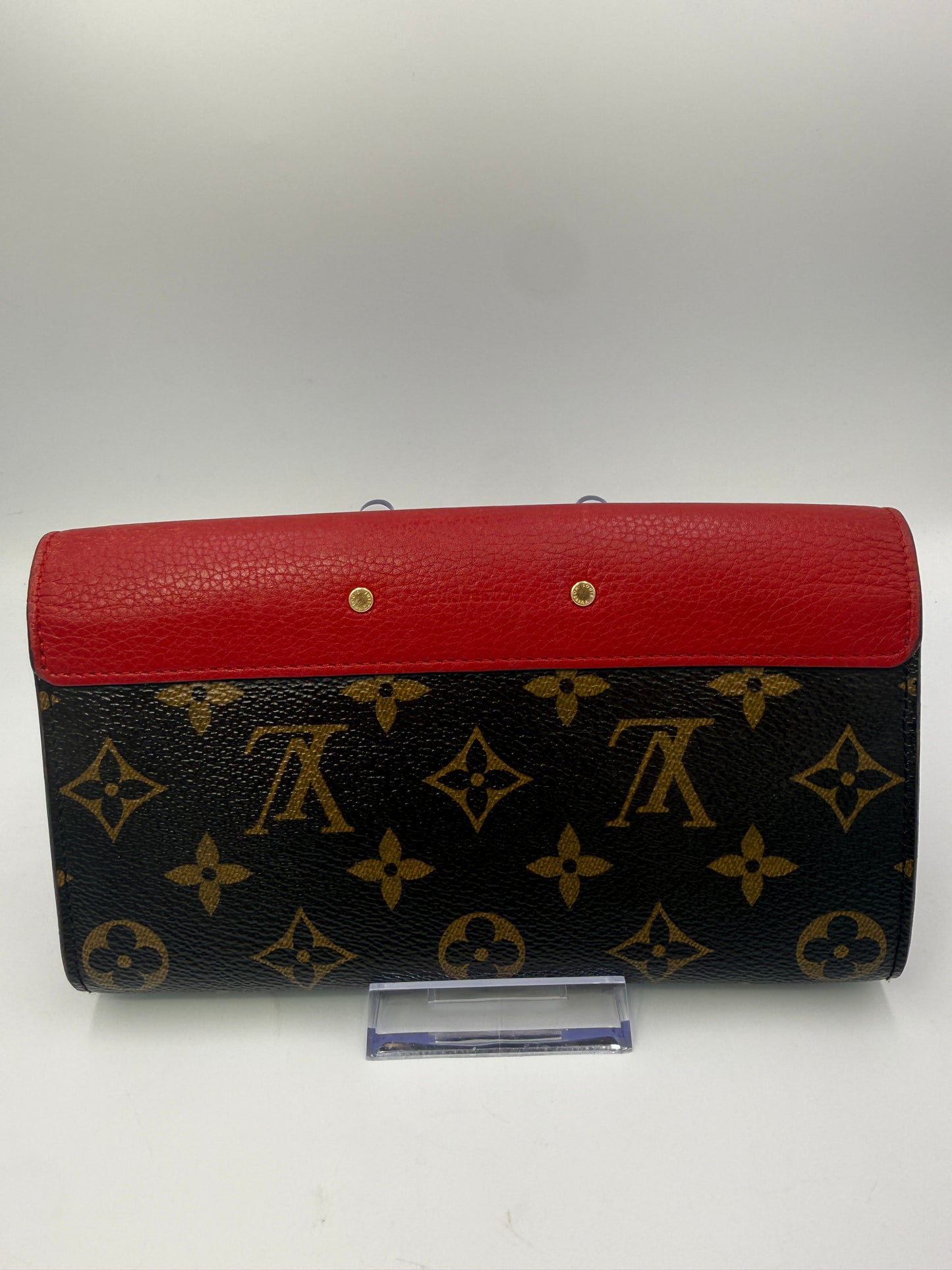 Louis Vuitton Monogram Red Leather Wallet With Lock Closure SN2197
