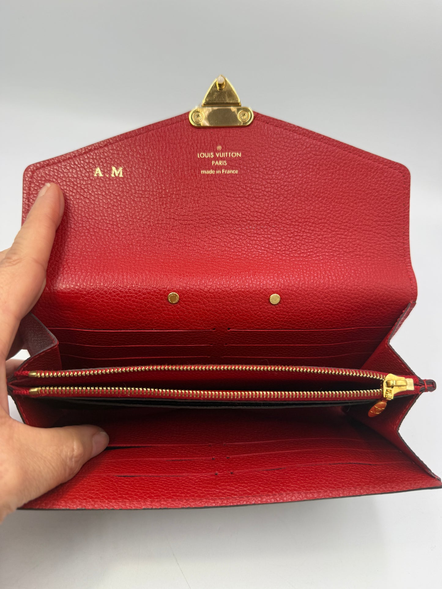 Louis Vuitton Monogram Red Leather Wallet With Lock Closure SN2197