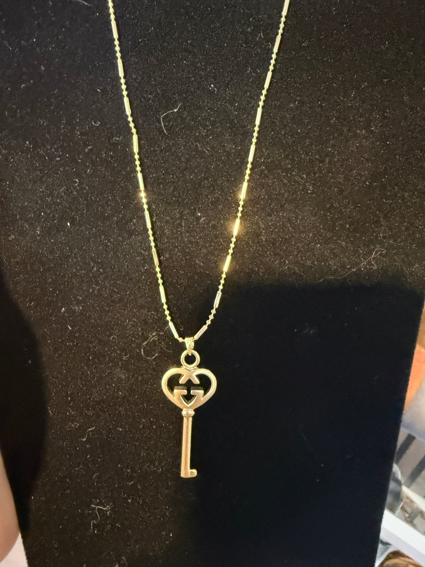 Gucci Heart Key Charm Repurposed on 18" Necklace