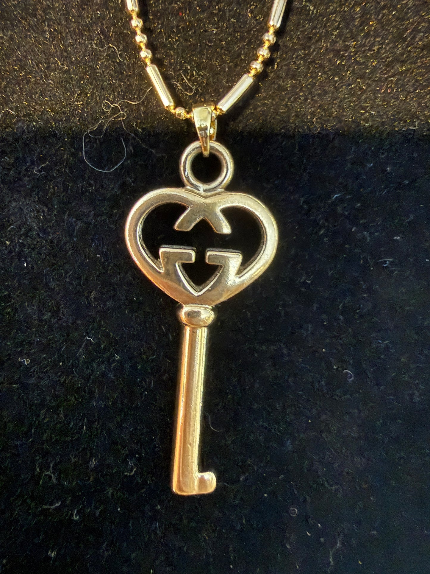 Gucci Heart Key Charm Repurposed on 18" Necklace